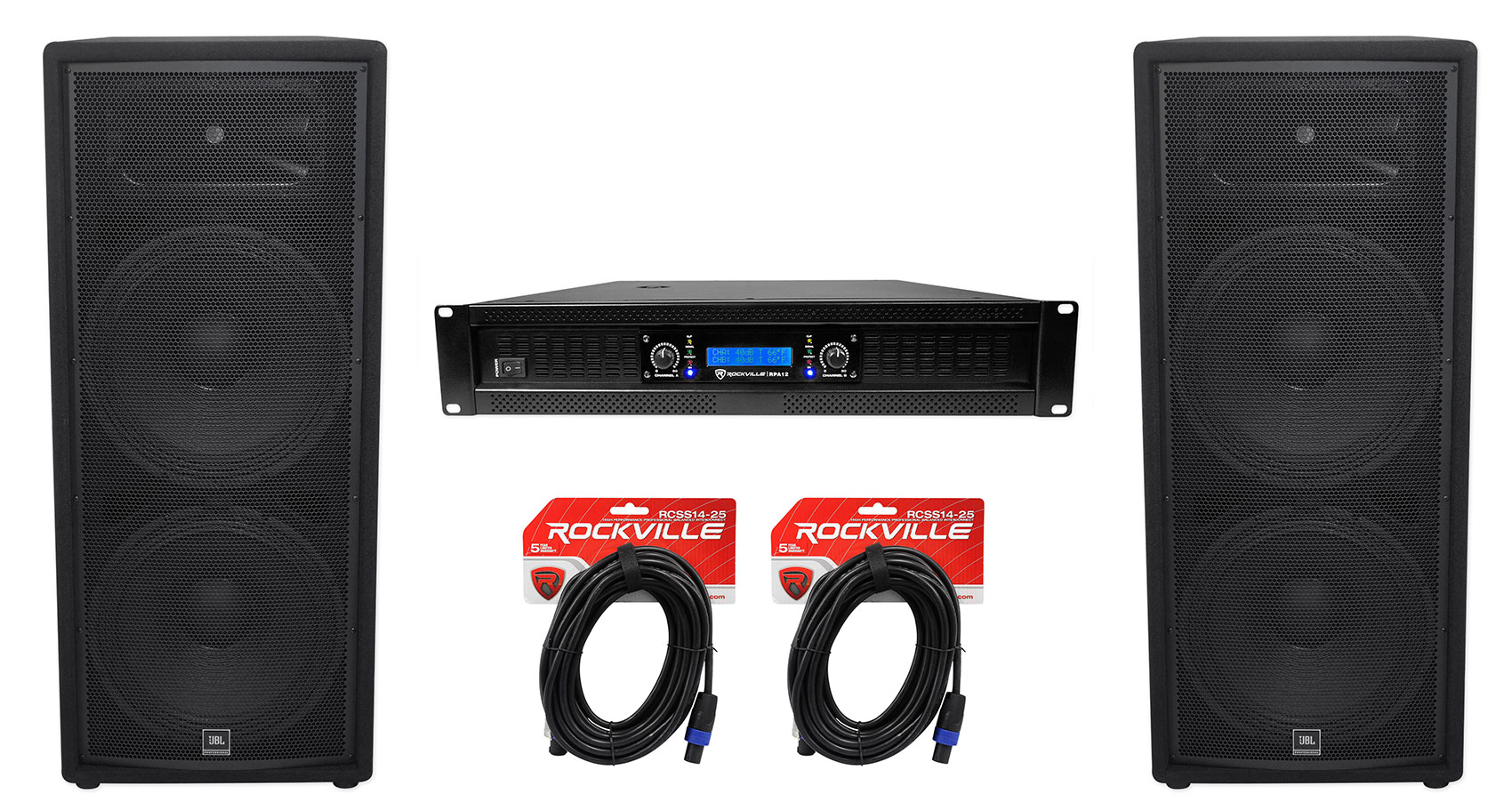 2) JBL Pro JRX225 2000 Watt Dual 15