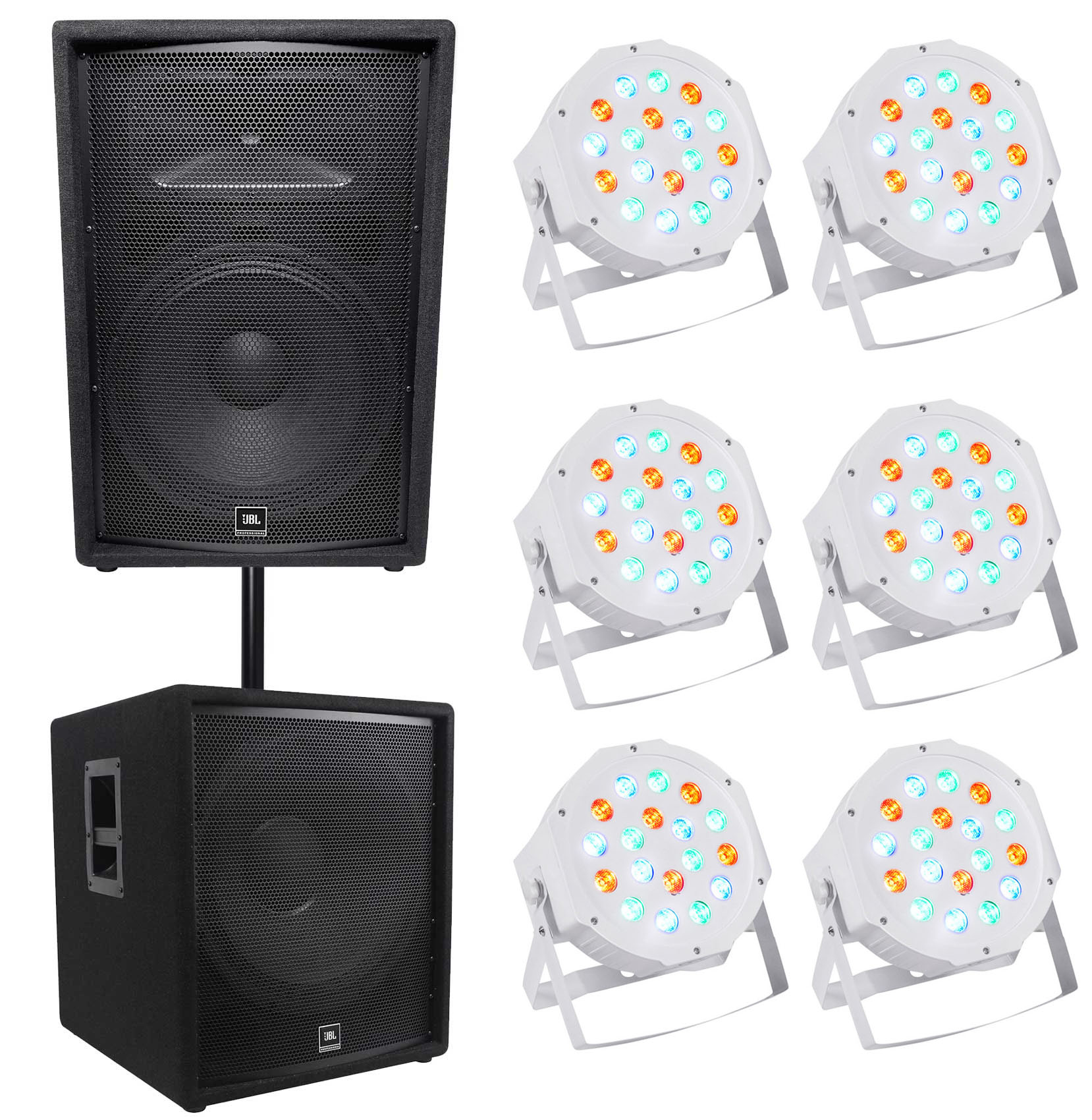 Details About Jbl Jrx215 1000 Watt 15 2 Way Dj P A Speaker 18 1400w Sub 6 Par Wash Lights