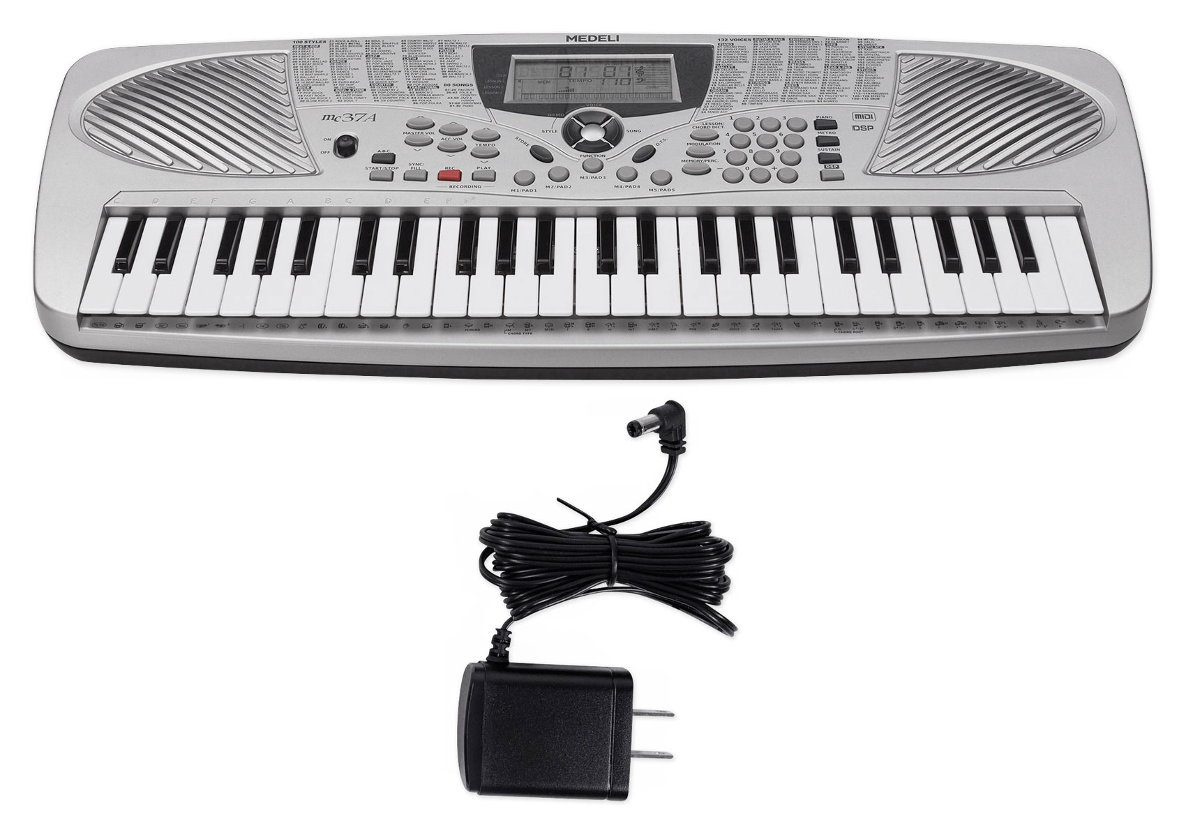 MEDELI MC37A 49Key USB Portable Keyboard + Power Supply + Microphone