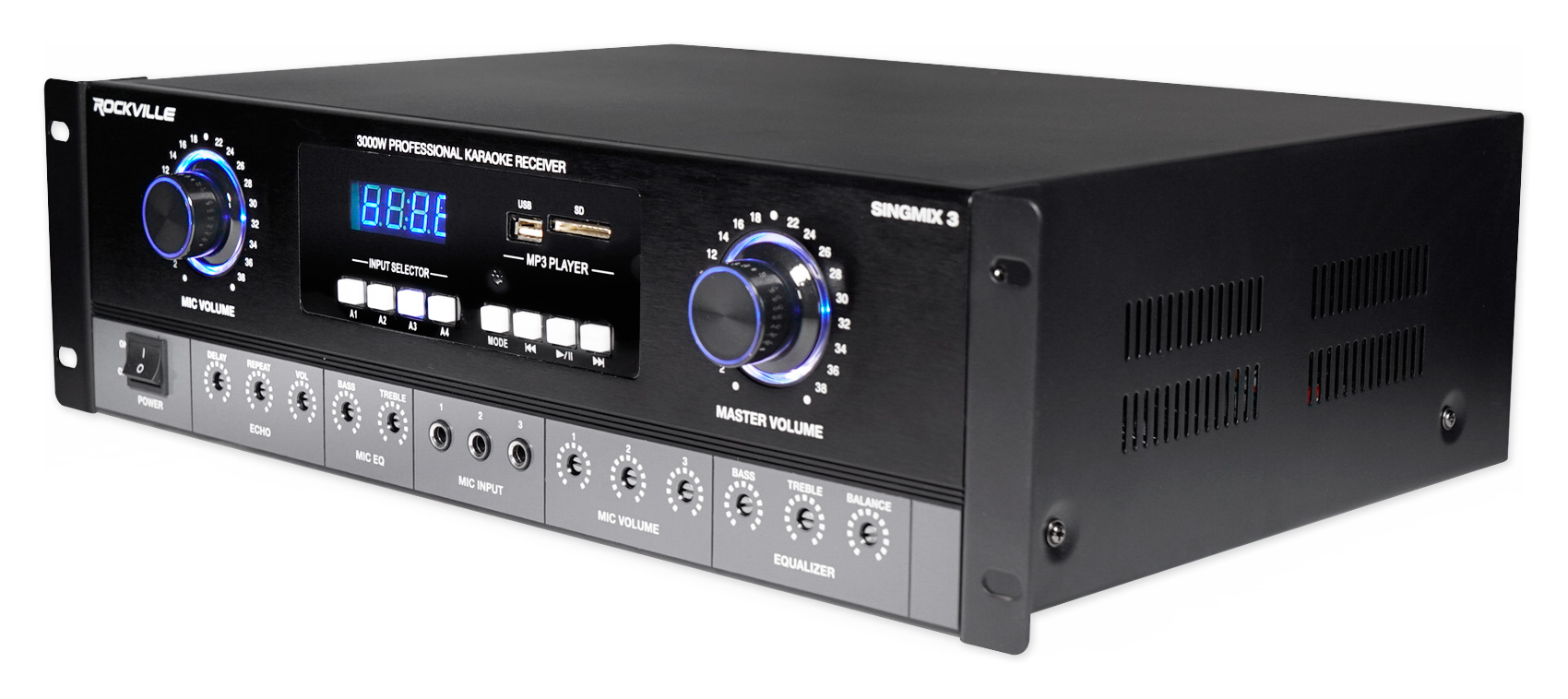 Rockville SingMix 3 Rack Mount 3000w Karaoke Amplifier/Mic Mixer+Bluetooth/Echo 613815624196 eBay