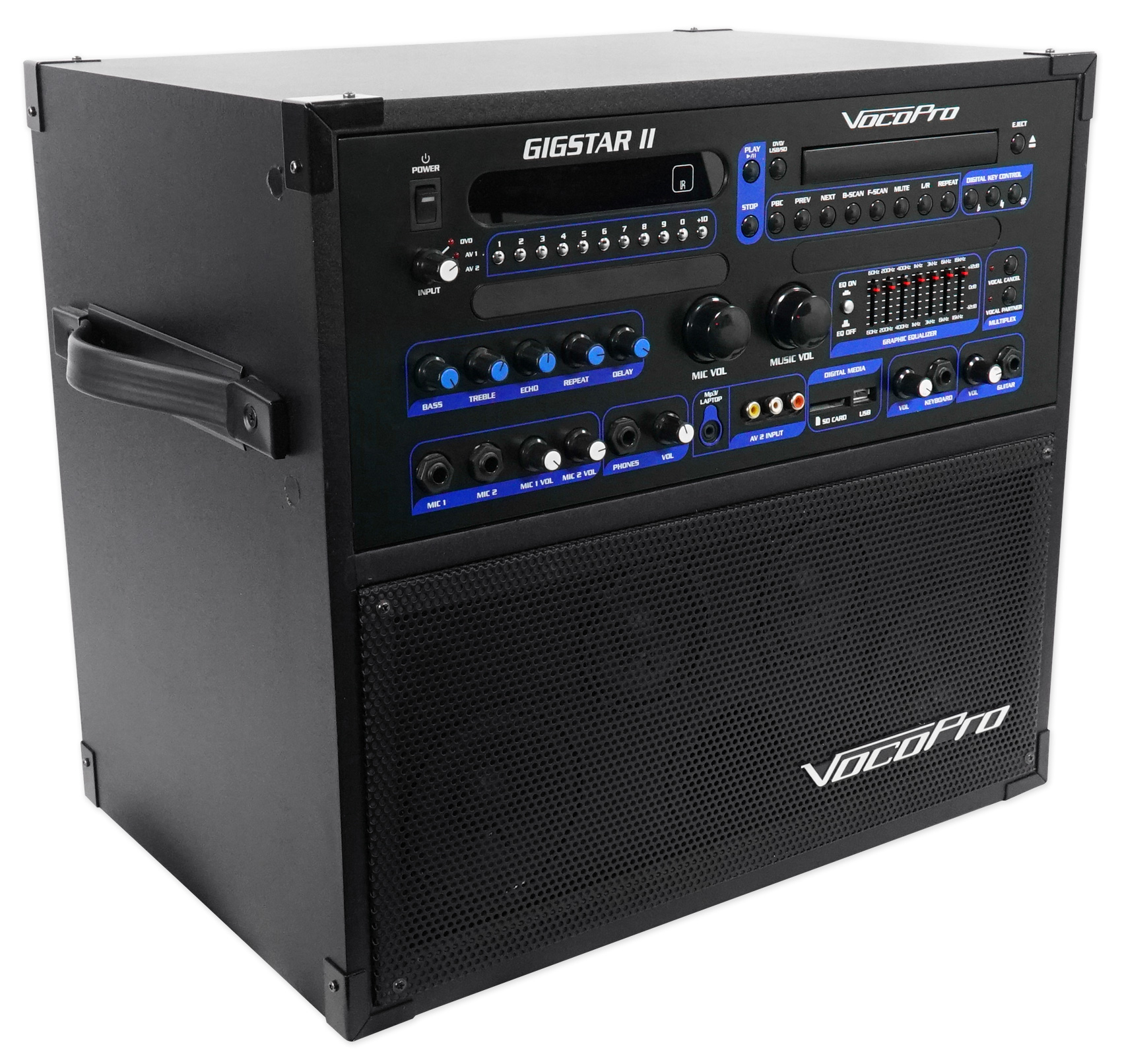 VOCOPRO GIGSTARII Portable DVD/CD 100w Karaoke Machine System+(2