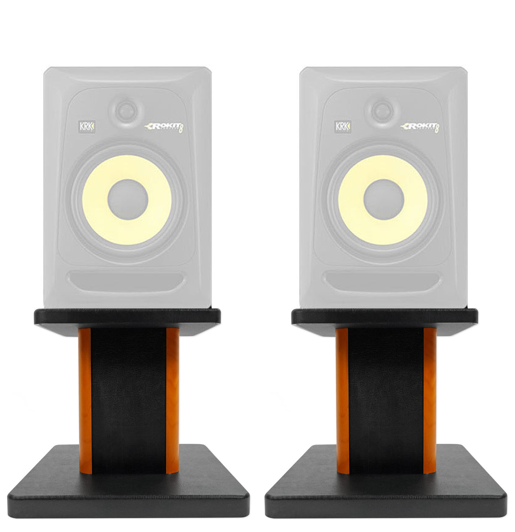 Rockville 8” Wood Studio Monitor Speaker Stands For KRK ROKIT 8 G3