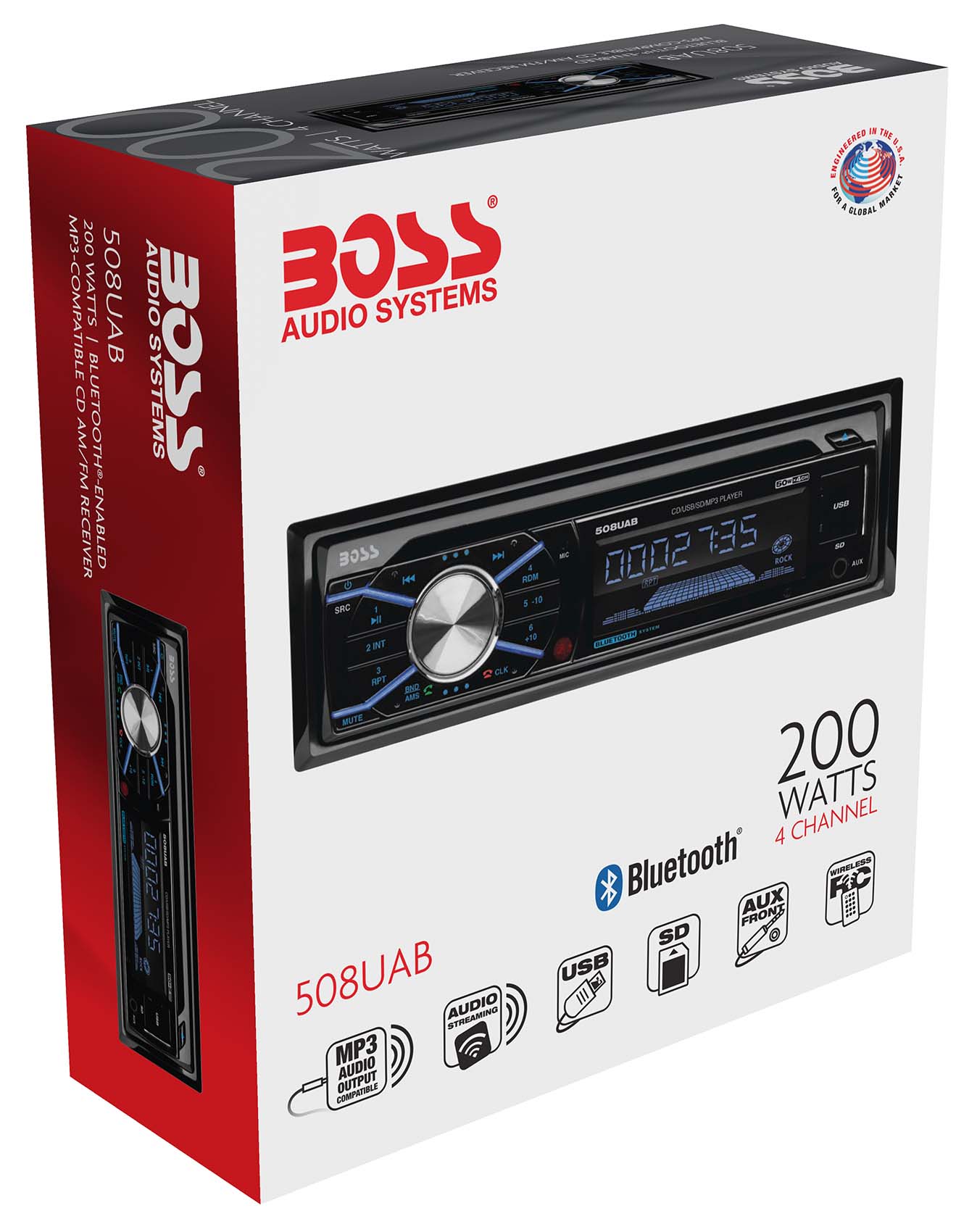 Boss 508UAB SingleDIN Car CD/MP3 Player Receiver w/Bluetooth USB/SD