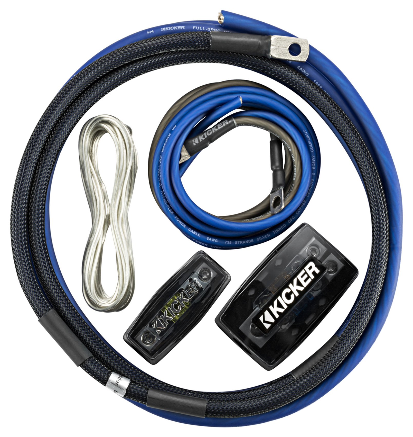 KICKER 46PKD4 4-Gauge Dual Car Amplifier Amp Installation Wire Kit