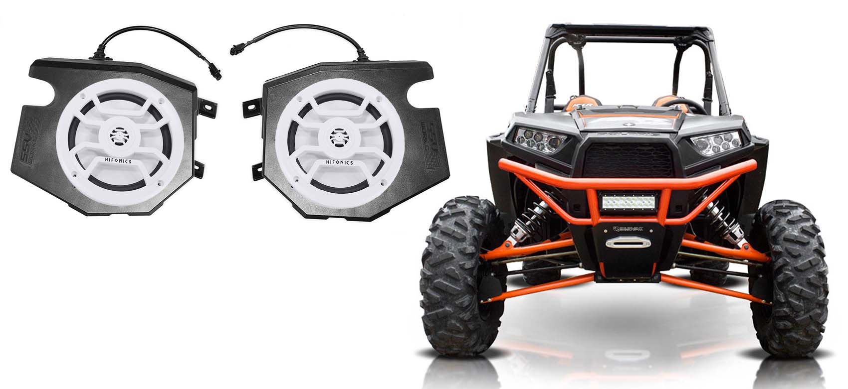 Waterproof Speakers+Kick Panel Pods for 2014-2018 Polaris RZR 1000//900S//Turbo