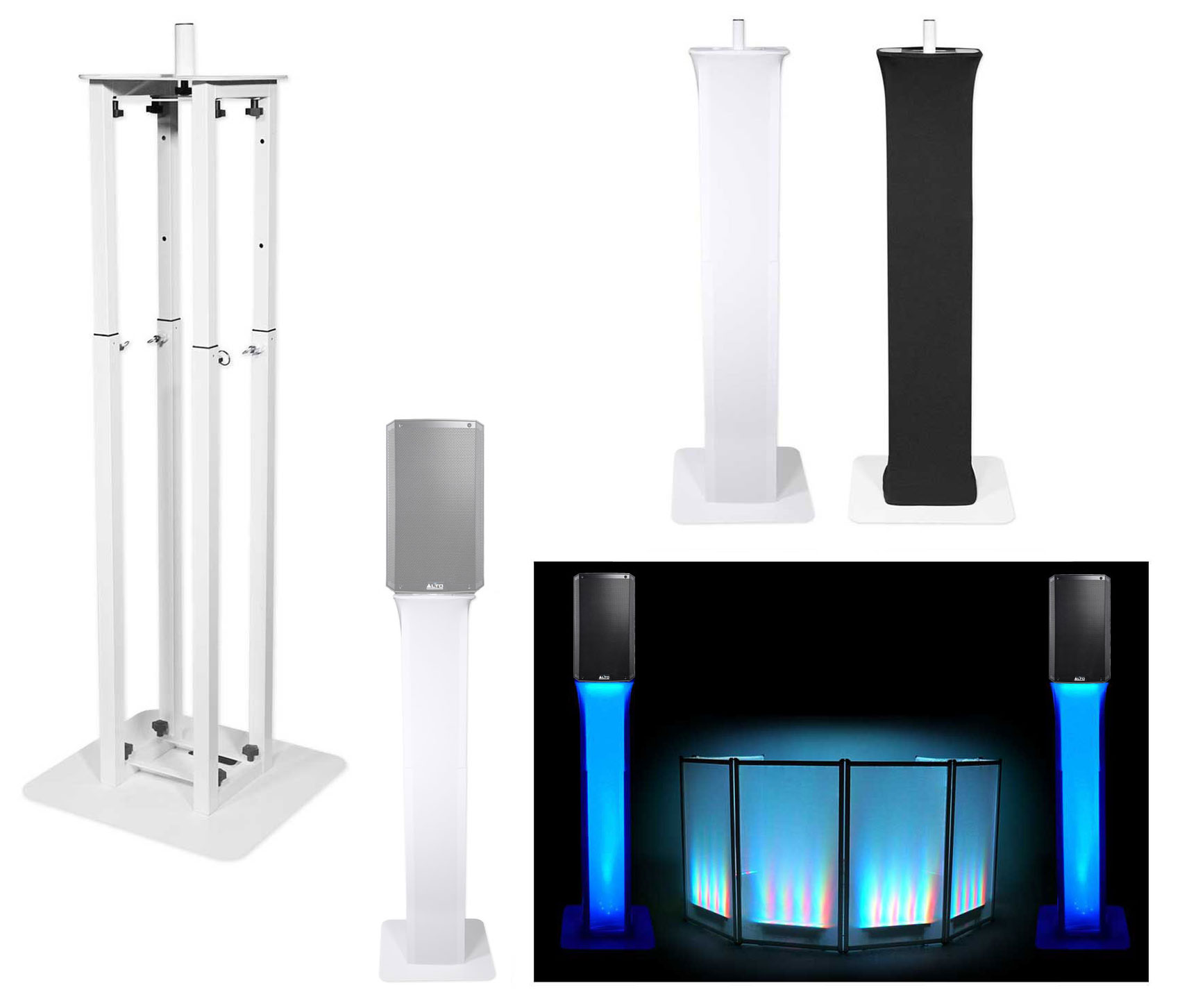 (1) Rockville White Adjustable Totem Speaker Stand For Alto