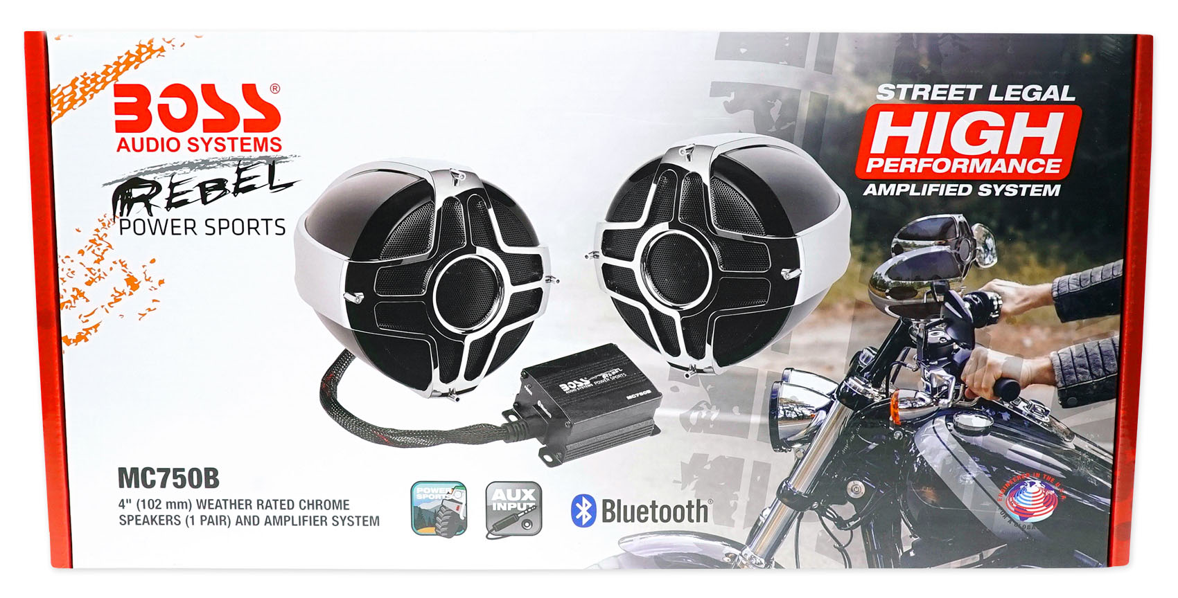 Pair Boss MC750B 4" 1000 Watt Motorcycle/ATV Handlebar Speakers