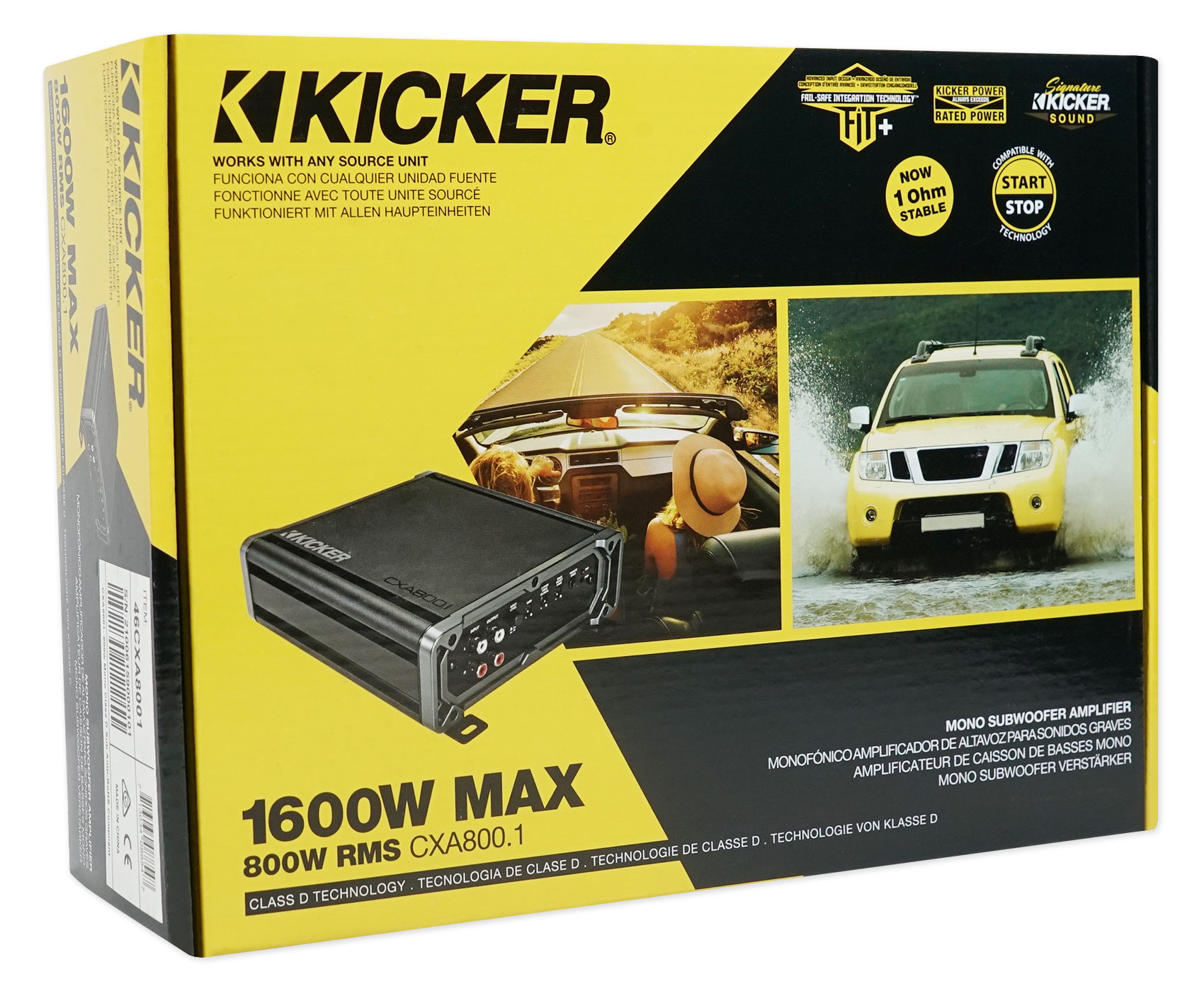 KICKER 46CXA8001 CXA800.1 800 Watt Mono Class D Car Amplifier Amp+Bass