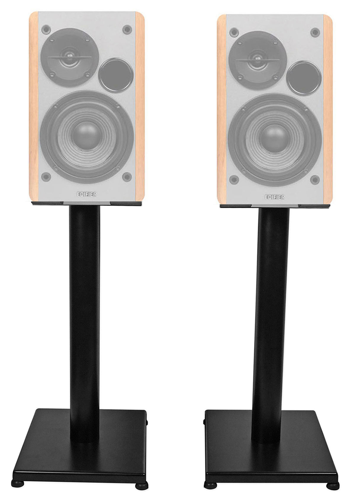 Black 21” Steel Bookshelf Speaker Stands For Edifier R1280T Bookshelf