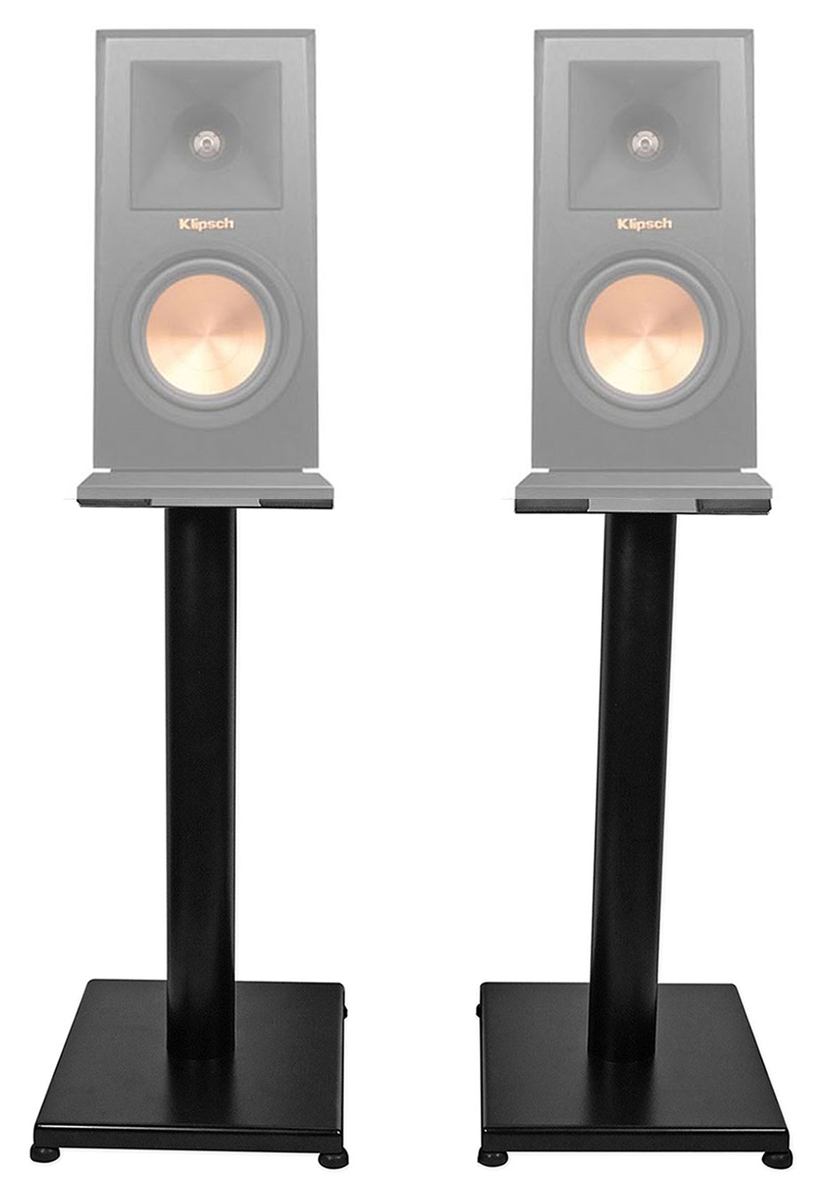 Black 21” Steel Bookshelf Speaker Stands For Klipsch RP150M Bookshelf