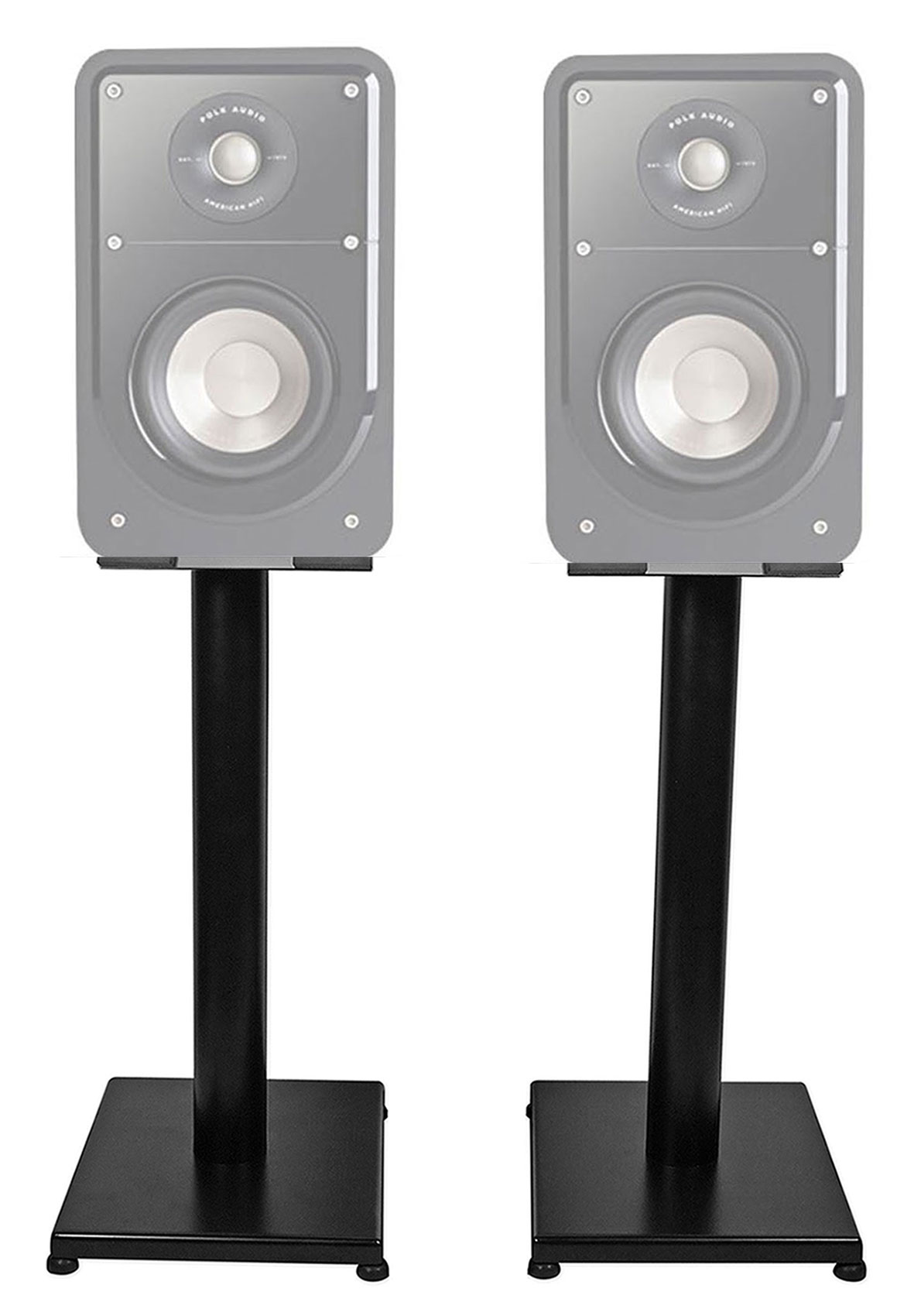 Black 21” Steel Bookshelf Speaker Stands For Polk Audio S20 Bookshelf