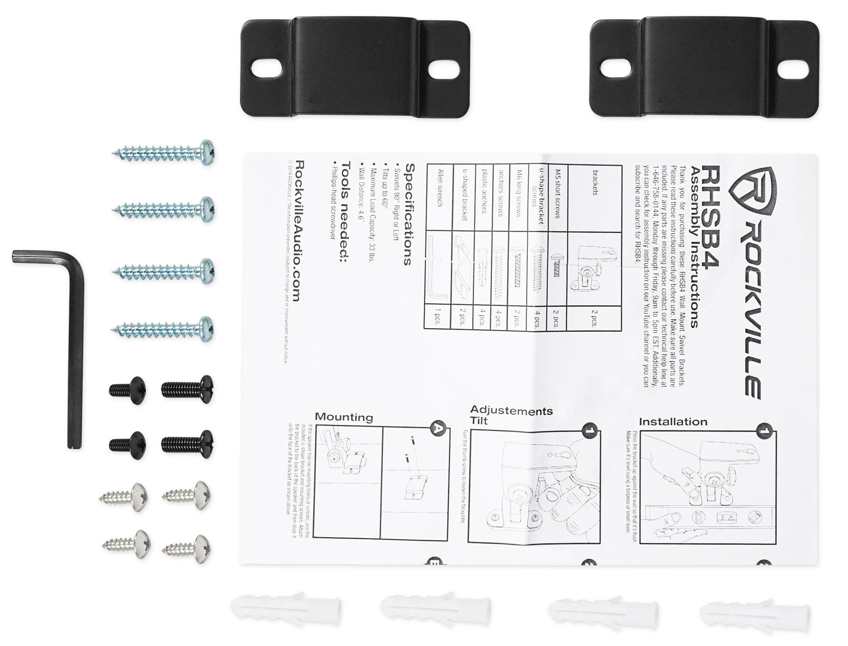 Pair Hidden Wall Mount Swivel Brackets For Klipsch RP150M Bookshelf