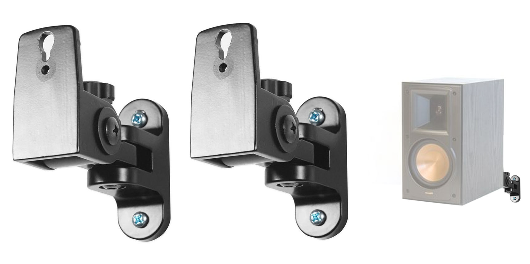 Pair Hidden Wall Mount Swivel Brackets For Klipsch RB51 II Bookshelf