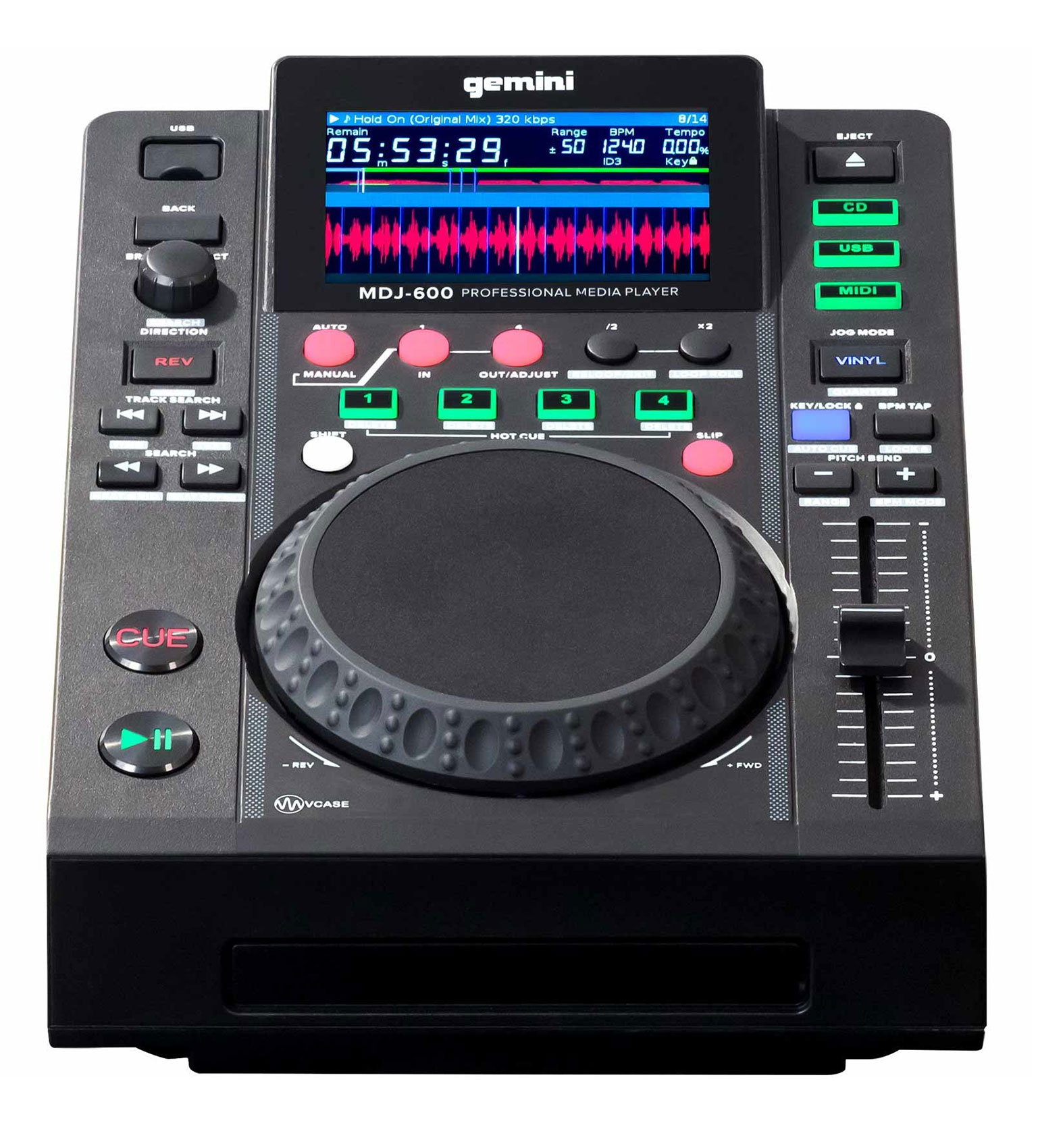 Gemini MDJ-600 Single Tabletop USB/CD Media Player DJ MIDI