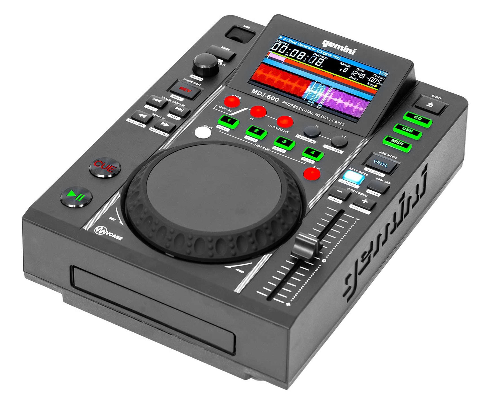Gemini MDJ-600 Single Tabletop USB/CD Media Player DJ MIDI