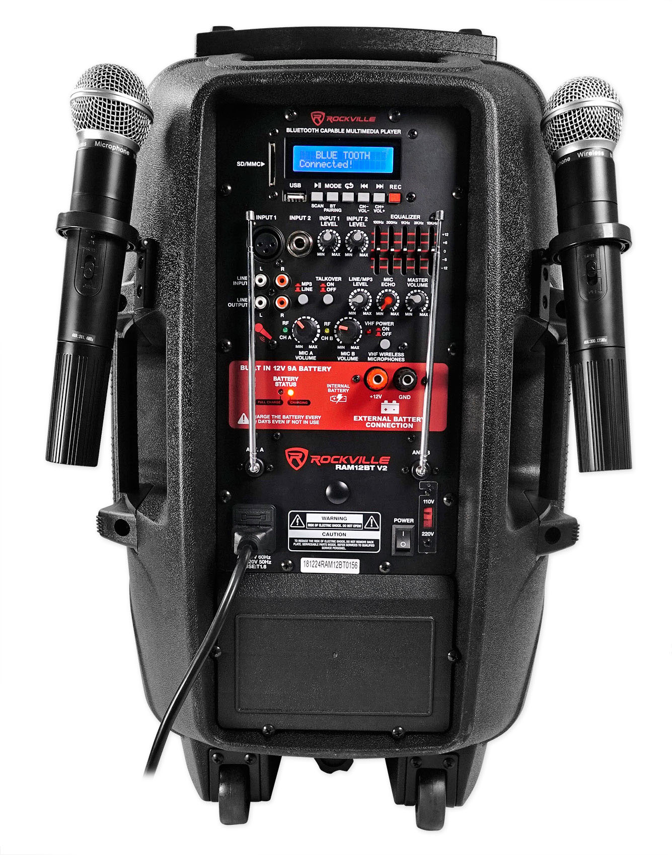 Rockville RAM12BT 12" Rechargeable Powered 600W DJ PA Speaker, 2 Mics, Bluetooth 819216023402 eBay