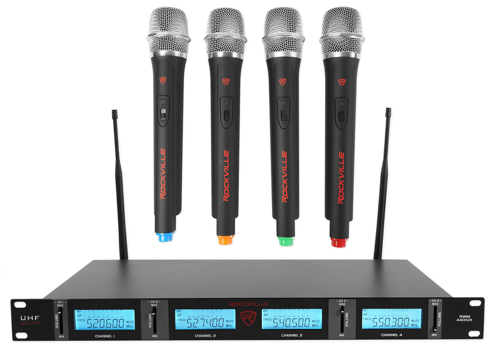 Rockville RWM4401UH UHF (4) Wireless HandHeld Microphones 4 Church