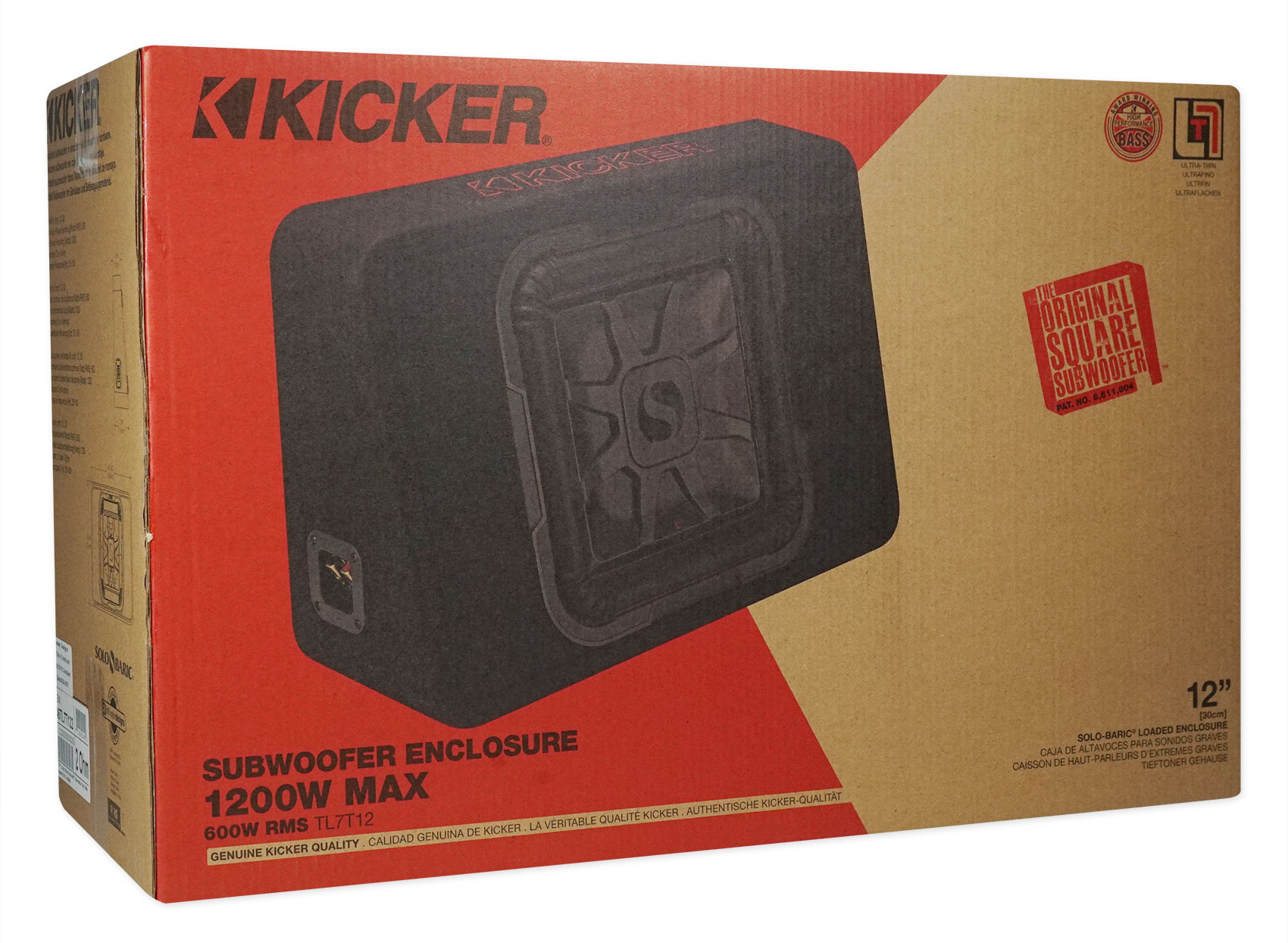KICKER 46TL7T122 L7T 12" 600w Car Subwoofer SoloBaric Sub in Slim