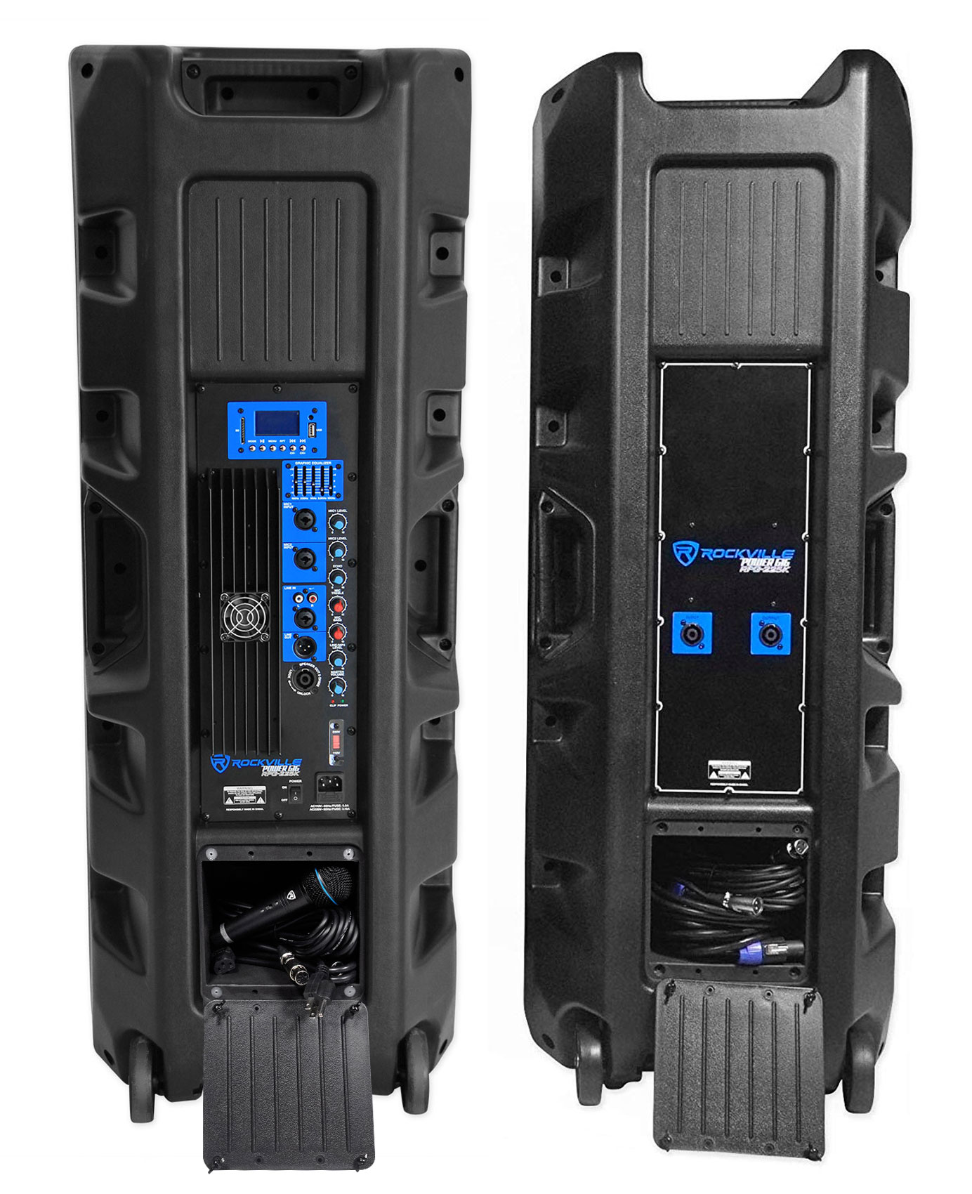 Rockville Rpg225k Pair Dual 15 2000w Powered Dj Speaker System Wbluetoothmic Ebay