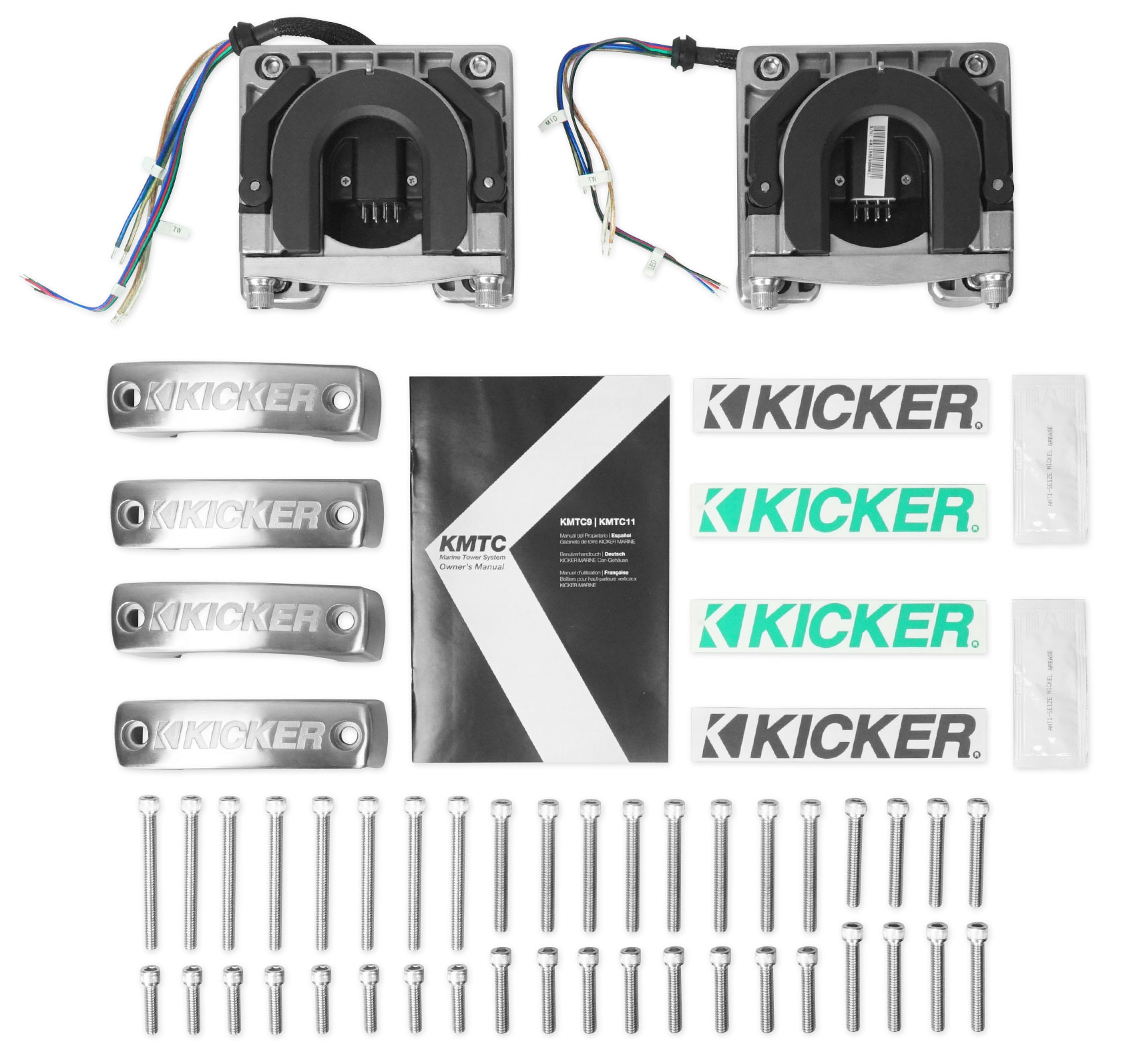 2 KICKER KMTC11 HLCD 11" 600w HornLoaded LED Wakeboard Tower Speakers 44KMTC114 eBay