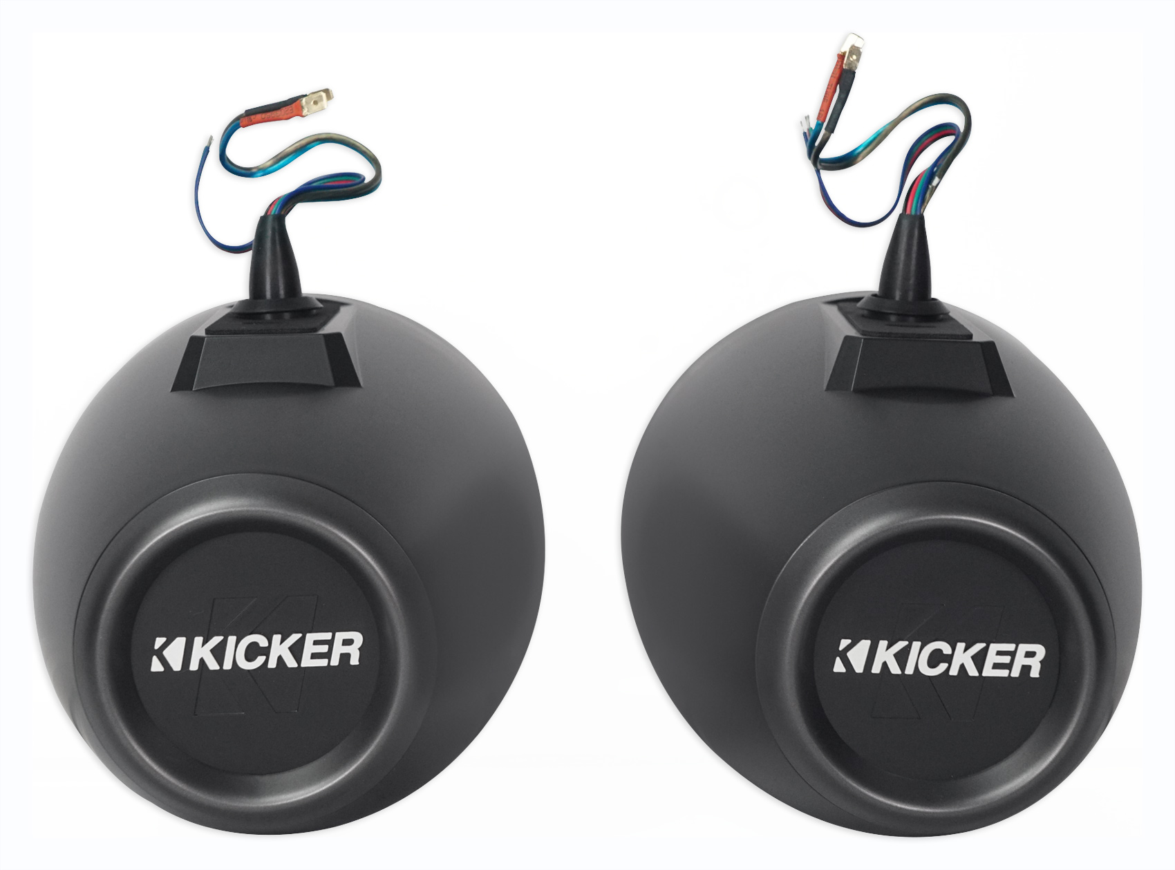 (2) KICKER KMFC65 6.5" 195w Marine LED Speakers in Surface Mount Pods