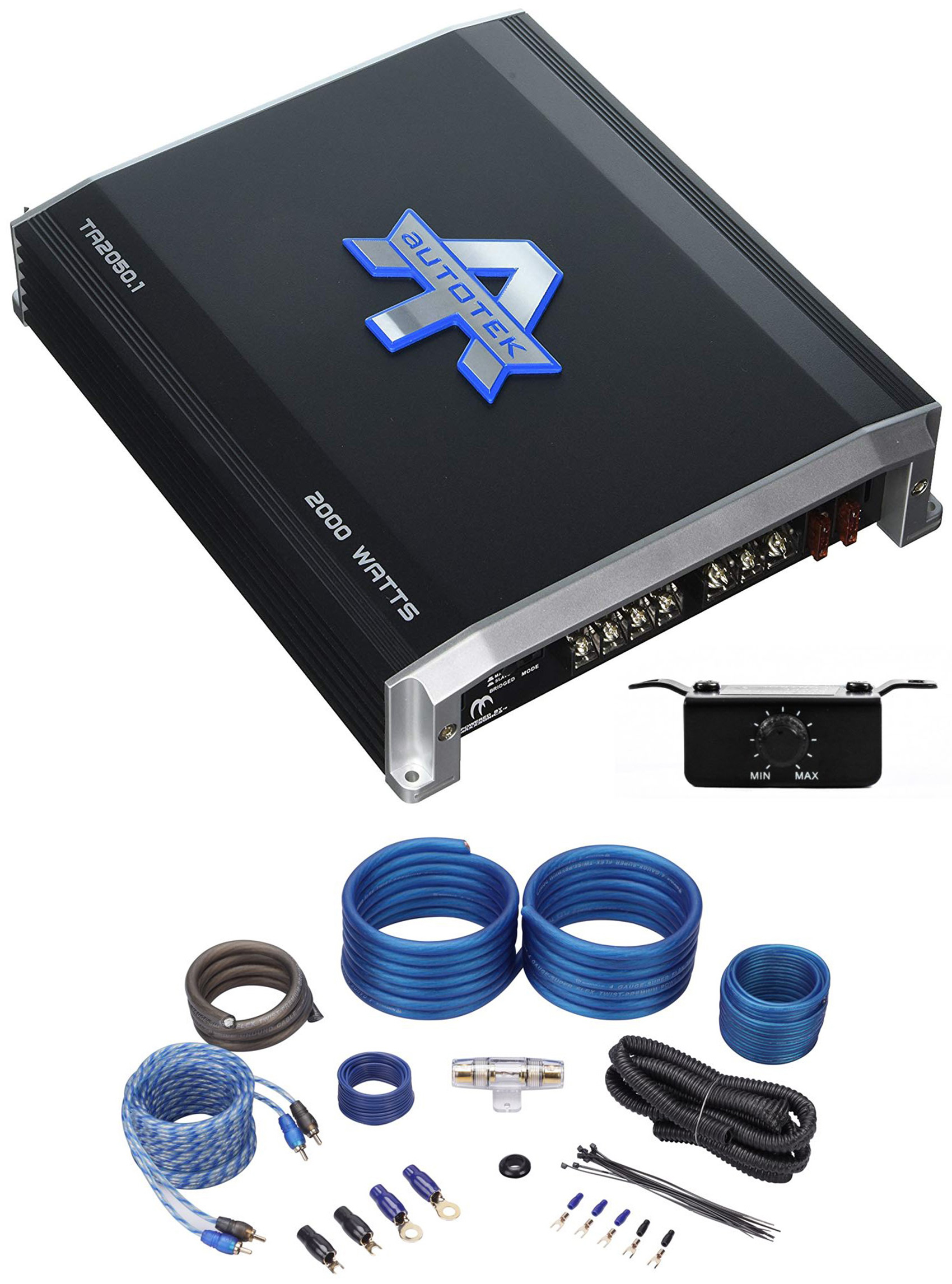 Autotek TA2050.1 2000 Watt Mono Class D Car Amplifier 1 Ohm+Amp Kit