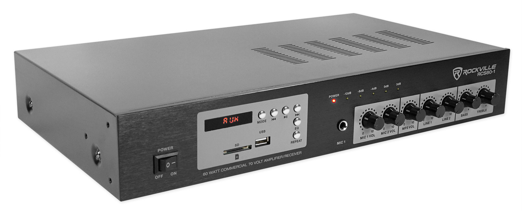 Rockville RCS80-1 60 Watt 70v Commercial/Restaurant Amplifier/Bluetooth