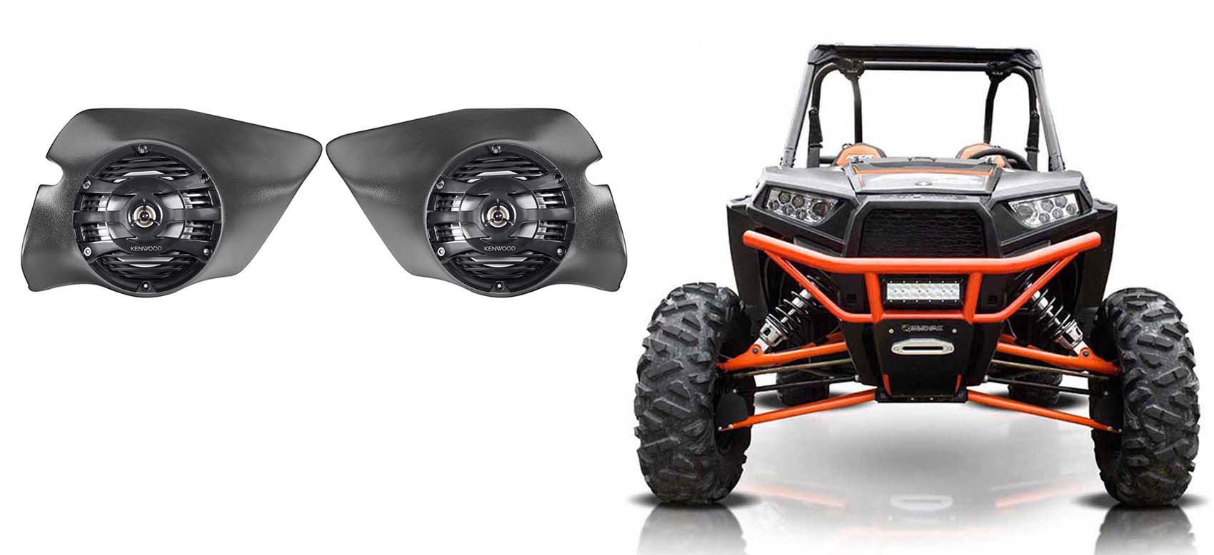 Kicker 6.5 LED Speakers for 2014-18 Polaris RZR 1000//900S//Turbo+Speaker Pods.
