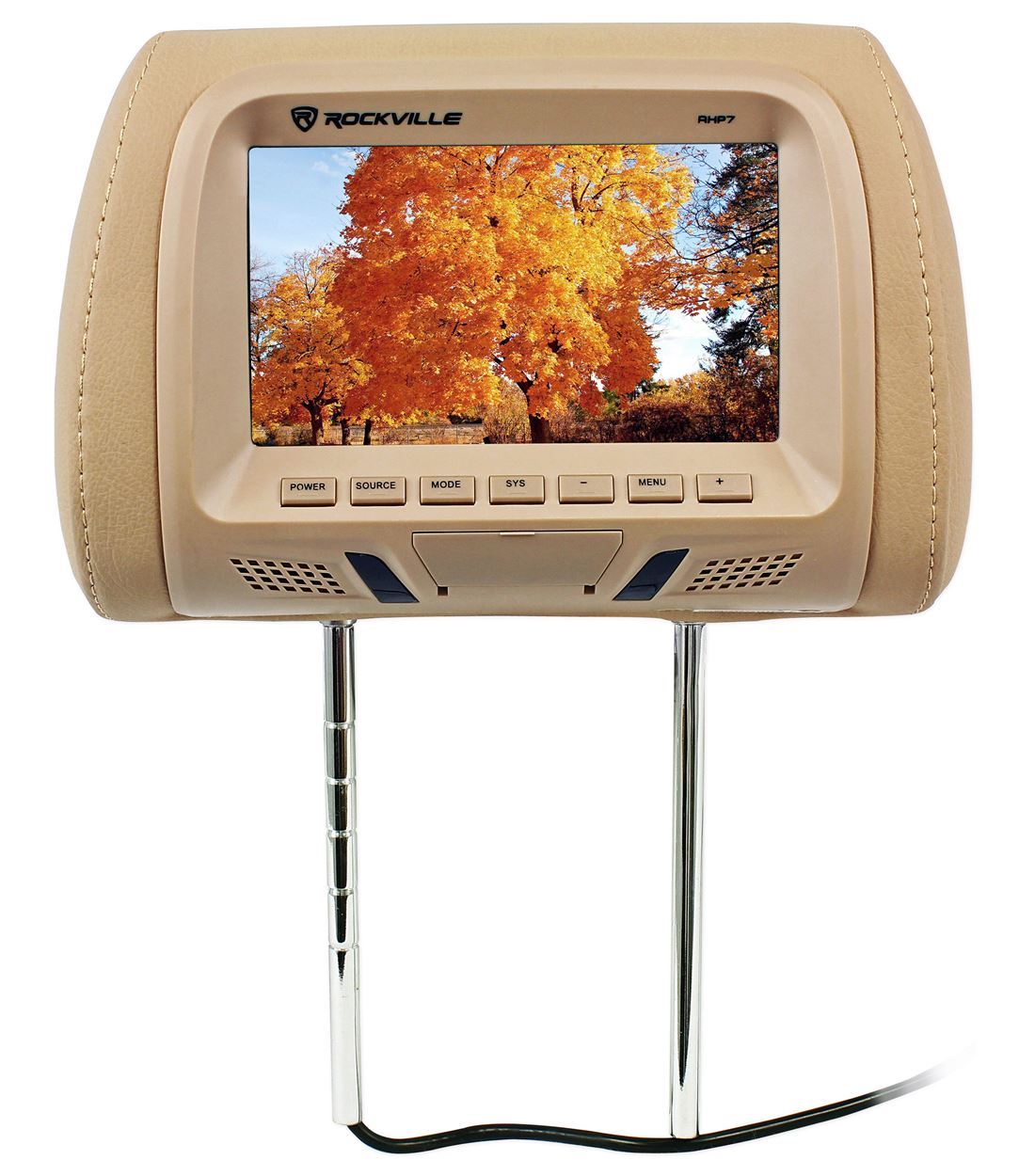 Pair Rockville RHP7BG 7” Beige TFTLCD Car Headrest TV Monitors w