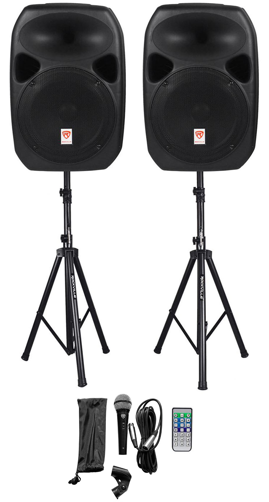 Rockville (2) 12" Bluetooth PA Church Speakers+Mic+Stands 4 Church
