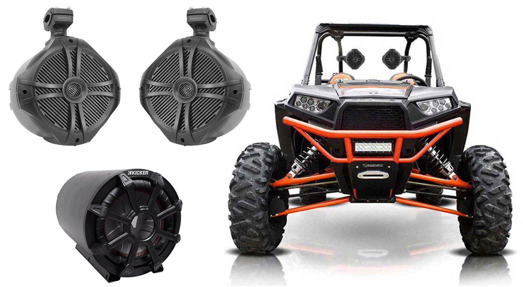KICKER 45CWTB84 TB 8/" 600w Subwoofer+Enclosure+8/" Tower Speakers 4 RZR//ATV//UTV