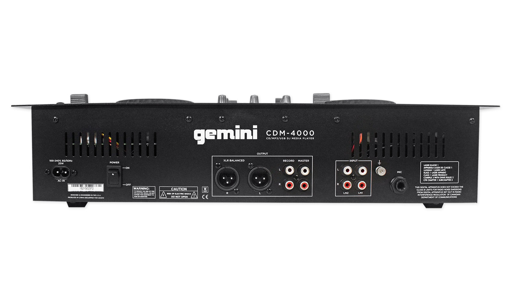 Gemini CDM4000 Dual DJ Mixer Media Player MP3/CD/USB+Audio Technica