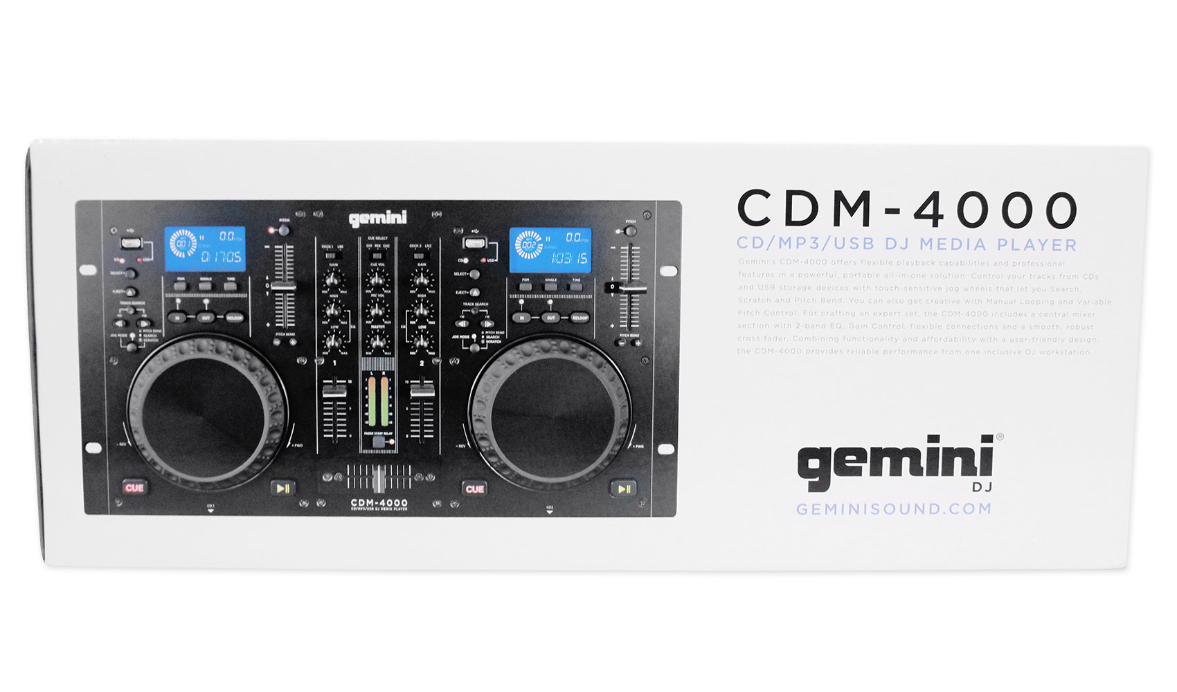 Gemini CDM4000 Dual DJ Mixer Media Player MP3/CD/USB+Audio Technica