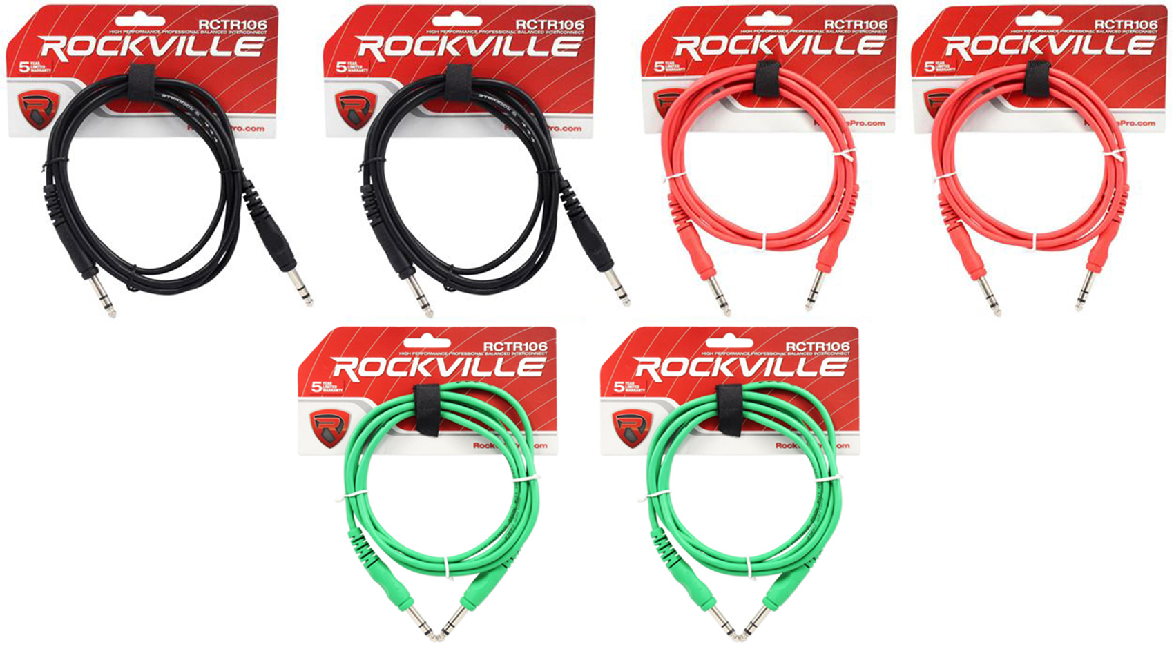 12 Rockville RCTR106R Red 6/' 1//4/'/' TRS to 1//4/'/' TRS Cable 100/% Copper