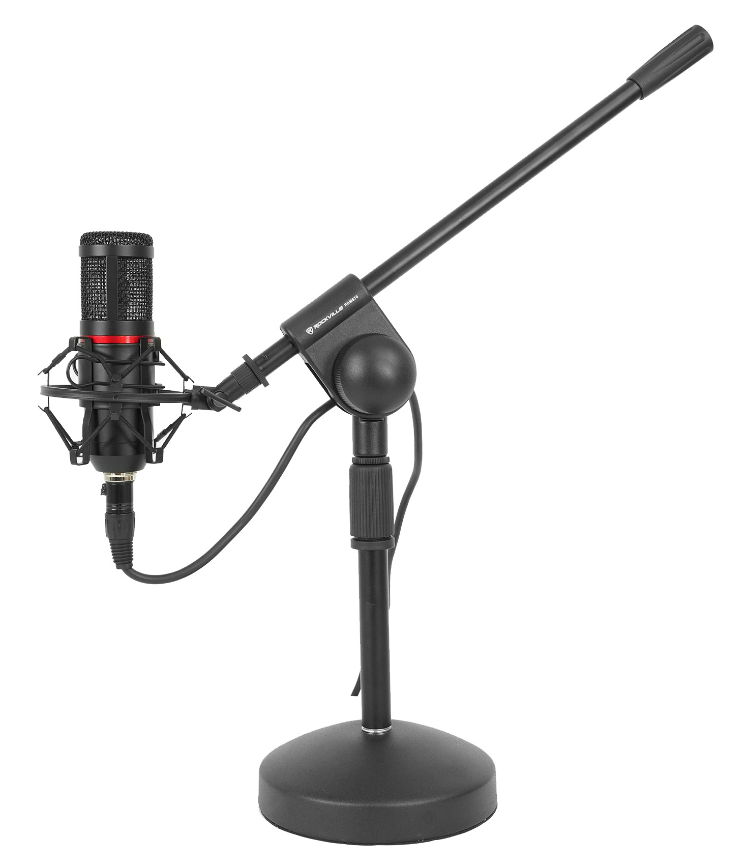 Rockville RDMS70 Desktop Mic Stand with Boom+Steel Round Base