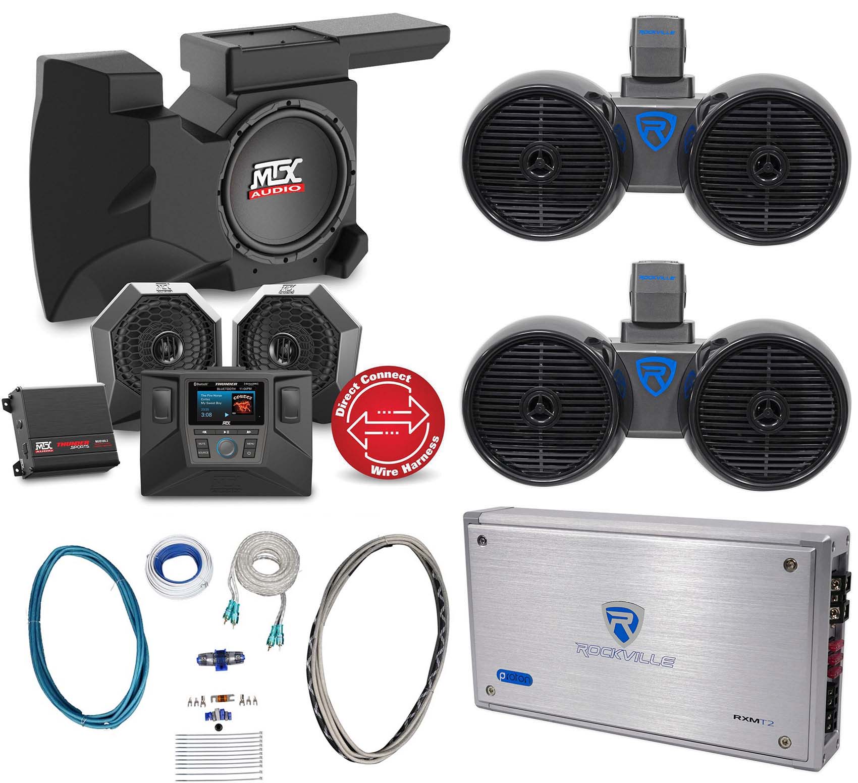 201418 Polaris RZR XP1000/900 Dual Tower Speakers+Pods+Amps+Receiver