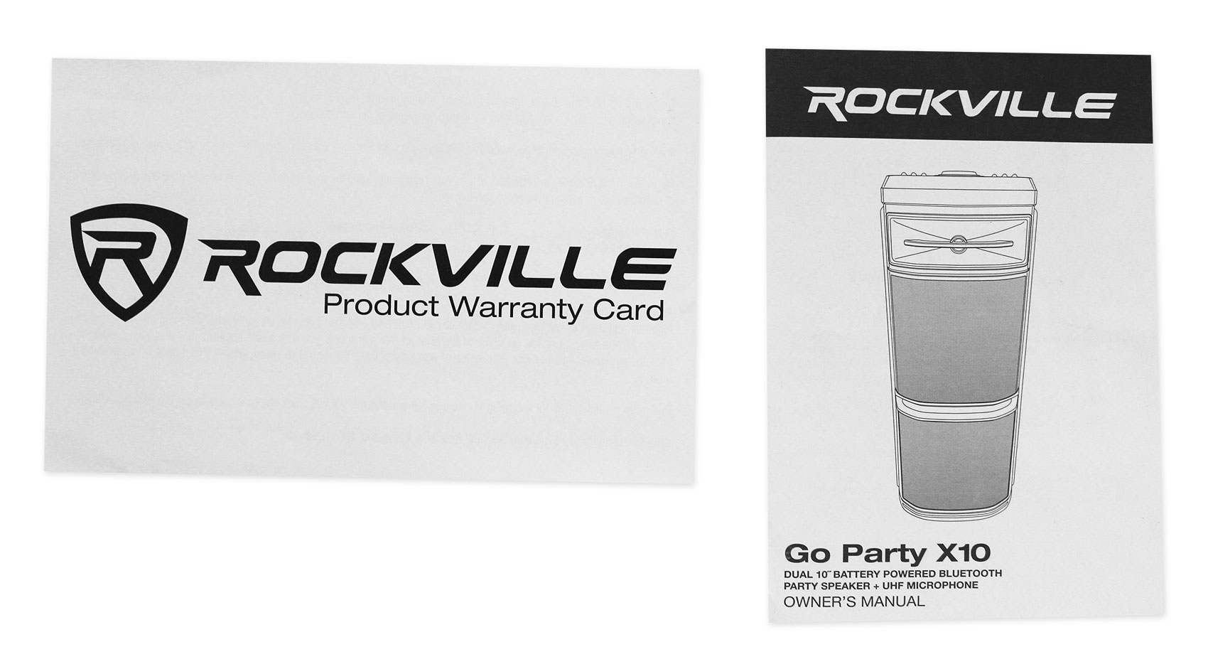Rockville Go Party X10 Dual 10" Rechargeable Bluetooth Speaker+Wireless