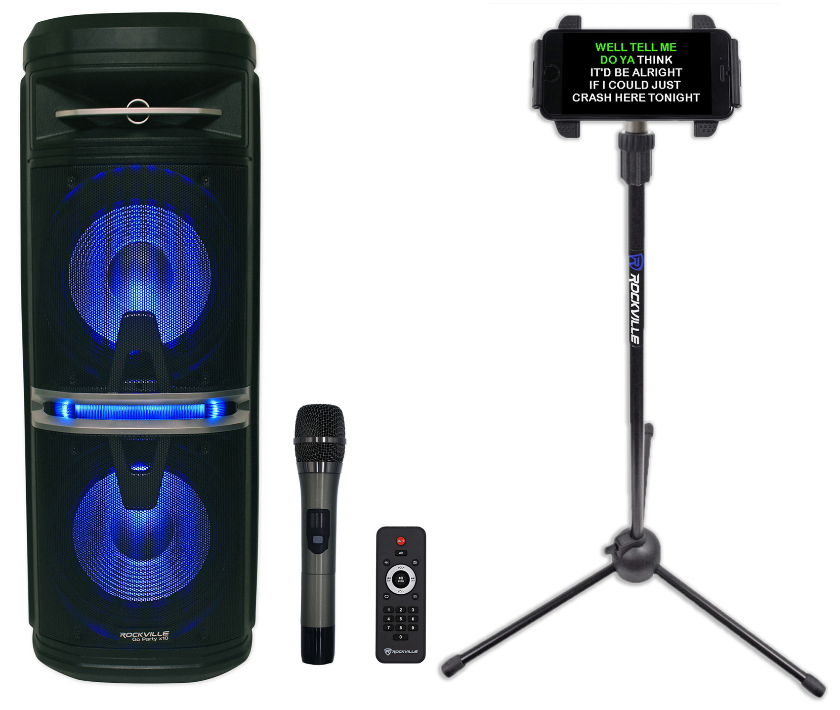 Rockville Go Party X10 Dual 10" Karaoke Machine System+Wireless Mic