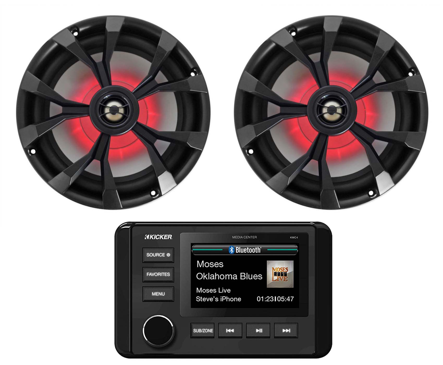 KICKER KMC4 2-Zone Marine Digital Media Bluetooth Receiver+8