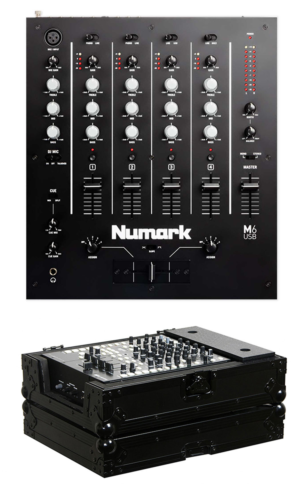 Numark M6 USB 4Channel Pro DJ Mixer w/ USB Interface + Hard Flight