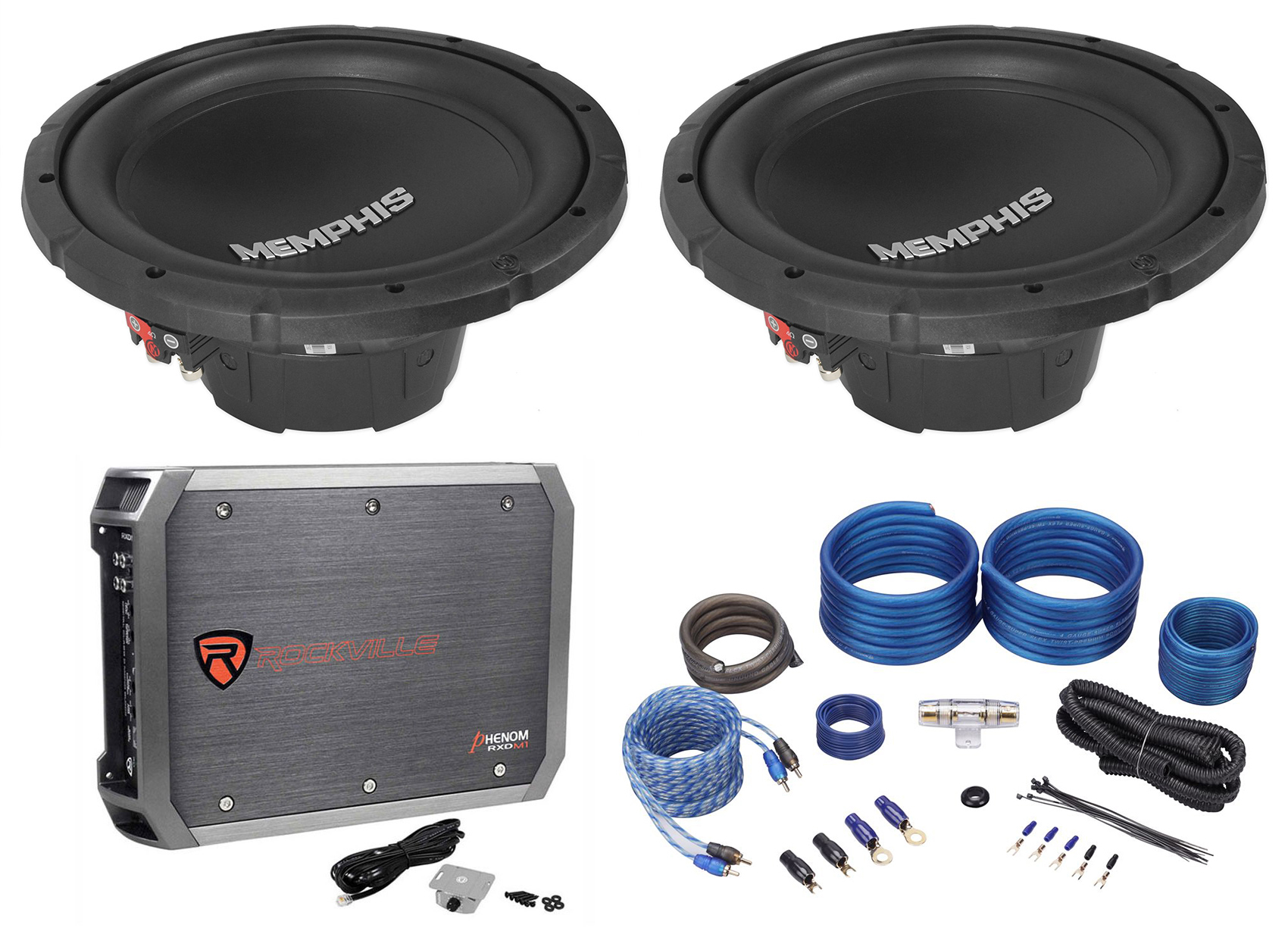 (2) Memphis Audio SRX1244 12" 500w SRX Car DVC Subwoofers+Mono