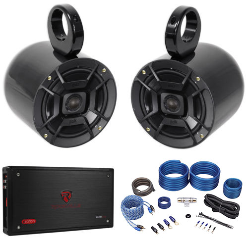 (2) Polk Audio 6.5" Soundbar/Roll Bar Speakers+Amplifier+Amp For Jeep