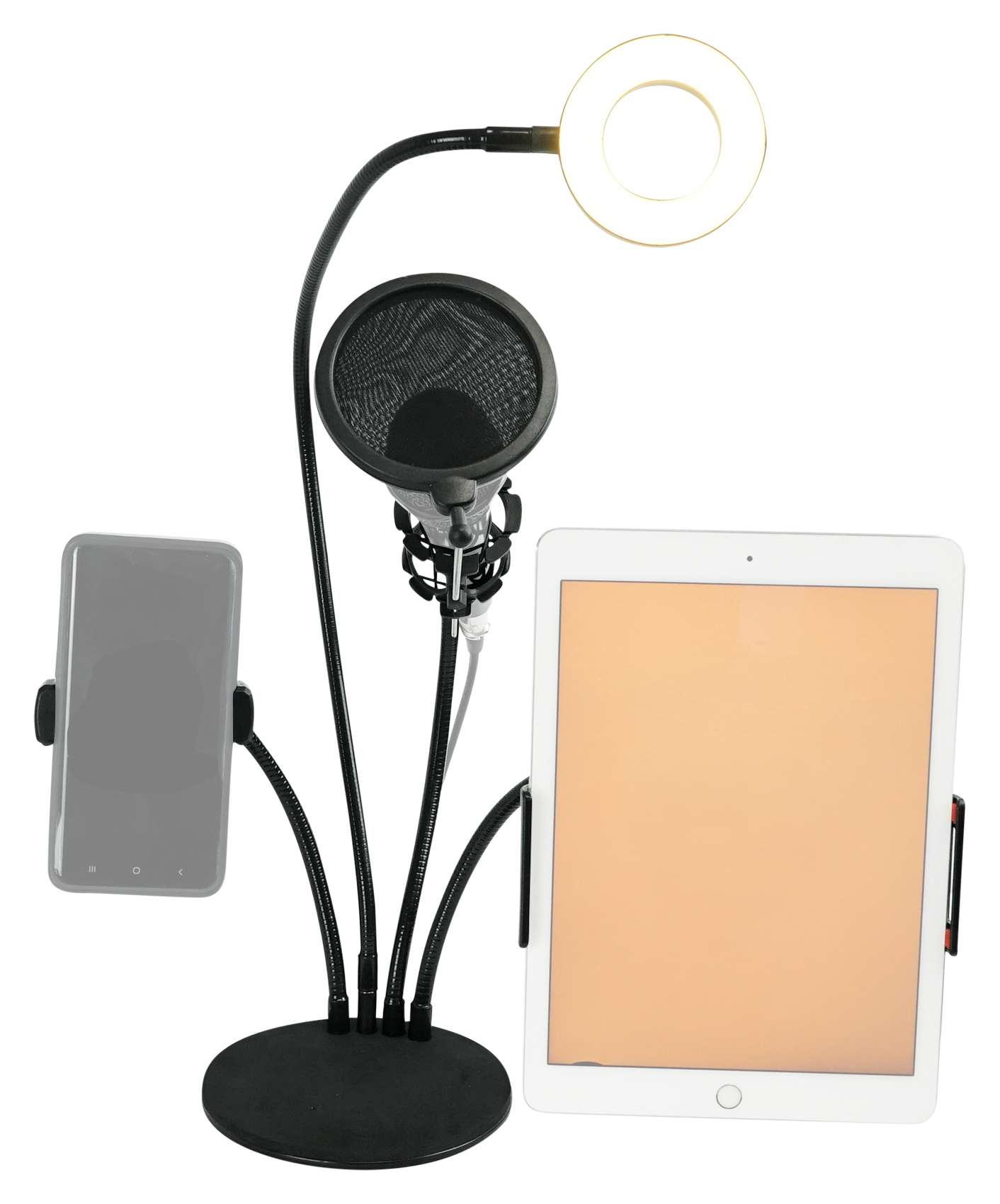 Technical Pro LiveShow4LTM Zoom Live Stream Podcast Phone+Mic+Tablet Stand w/LED eBay