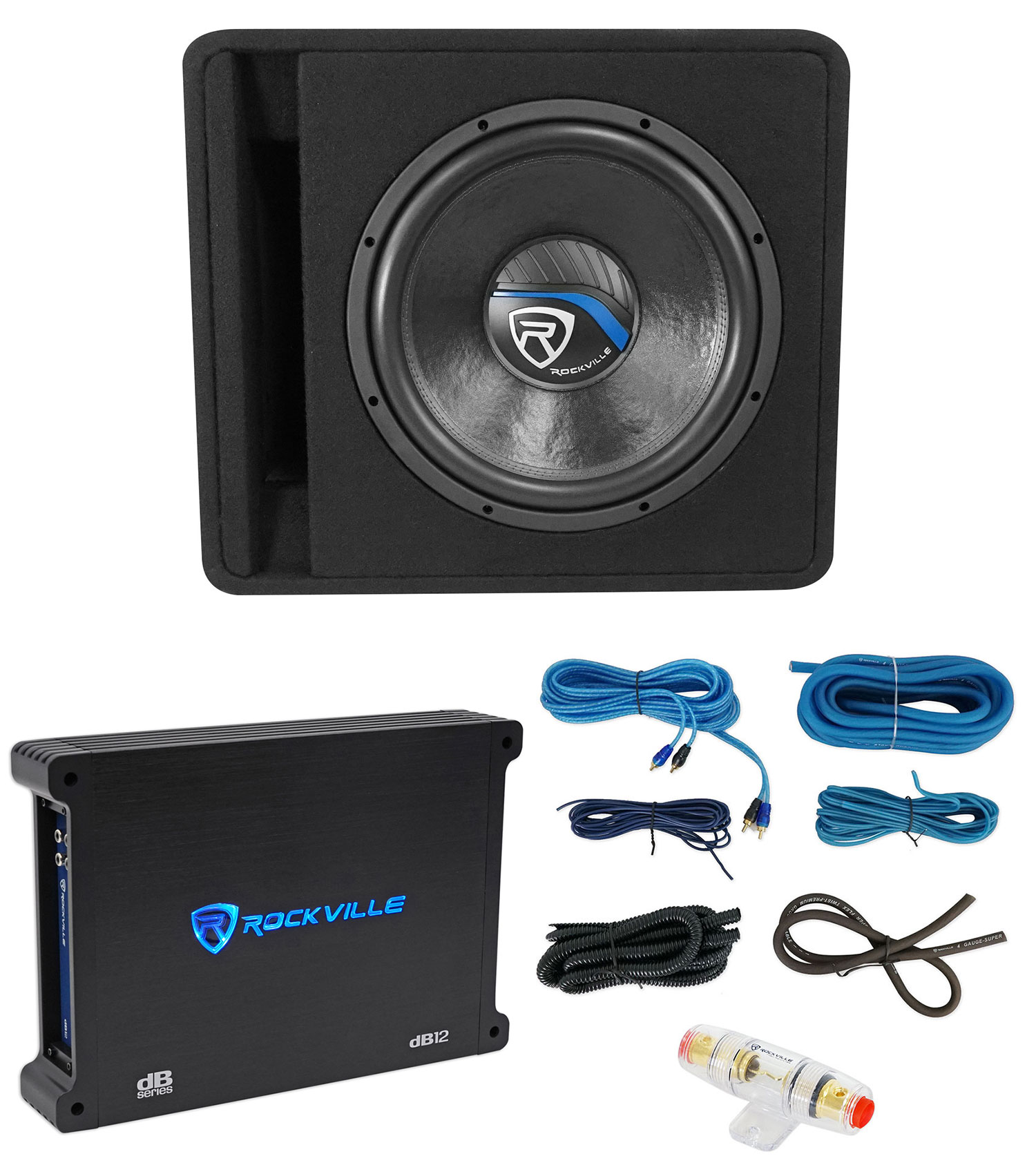 Rockville SK515 PACKAGE 15" 2000w Loaded K5 Car Subwoofer Enclosure