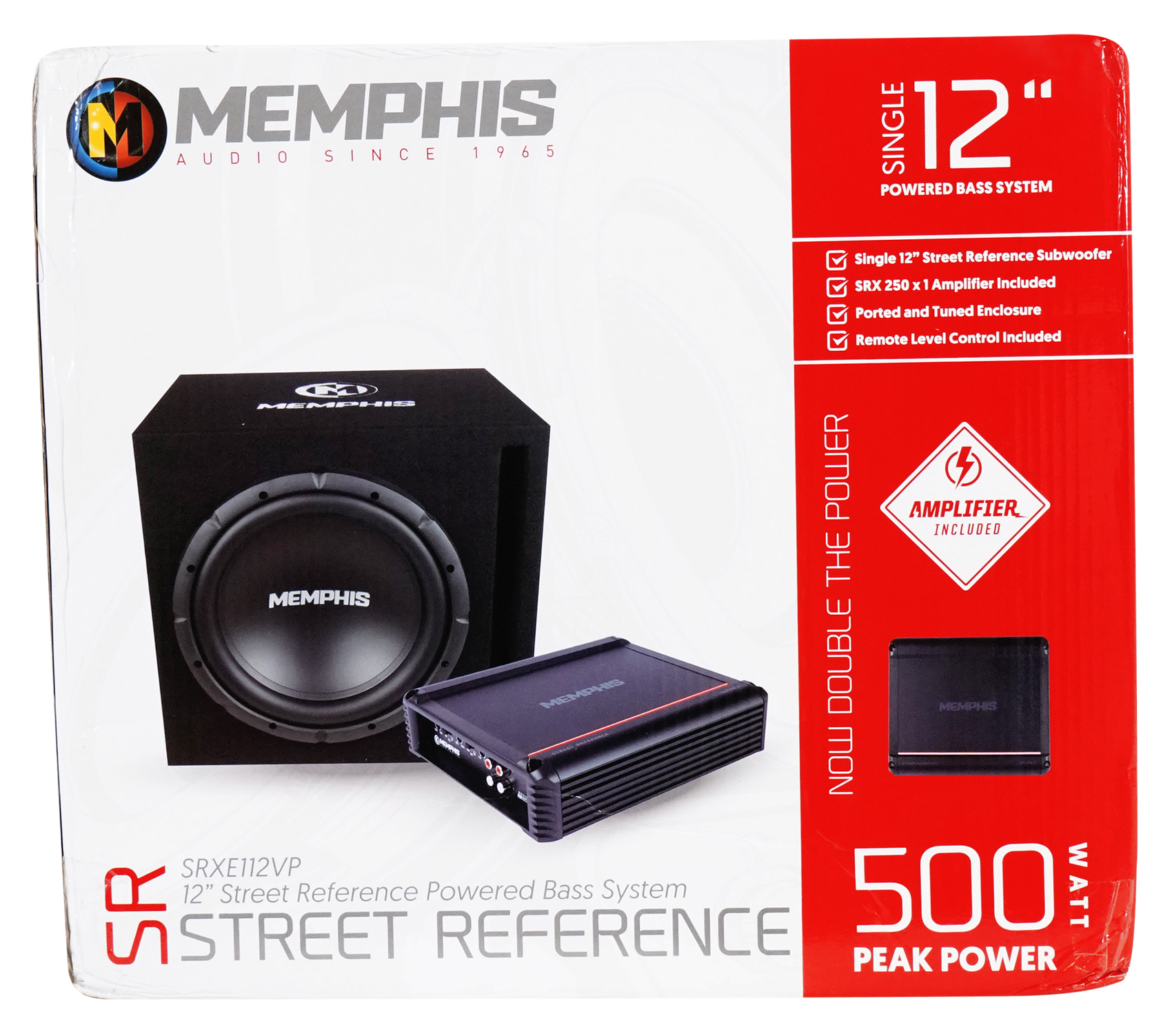 Memphis Audio SRXE112VP 12" 500w SRX Car Subwoofer+Enclosure+Amplifier