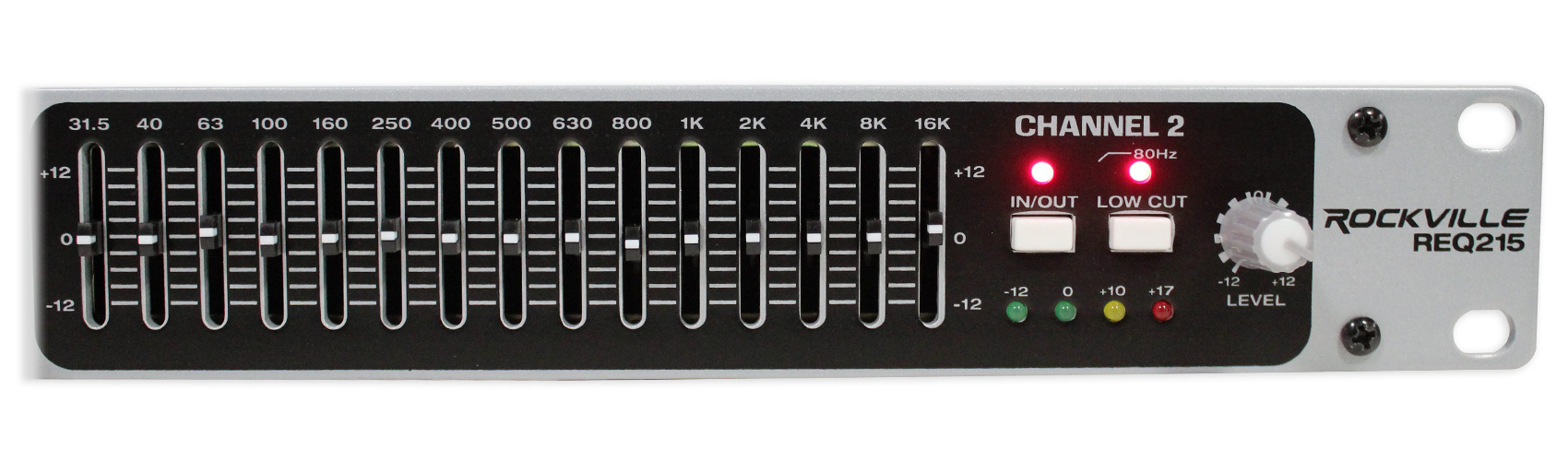 Rockville REQ215 Dual 15 Band 1/3 Octave Graphic Equalizer With Sub
