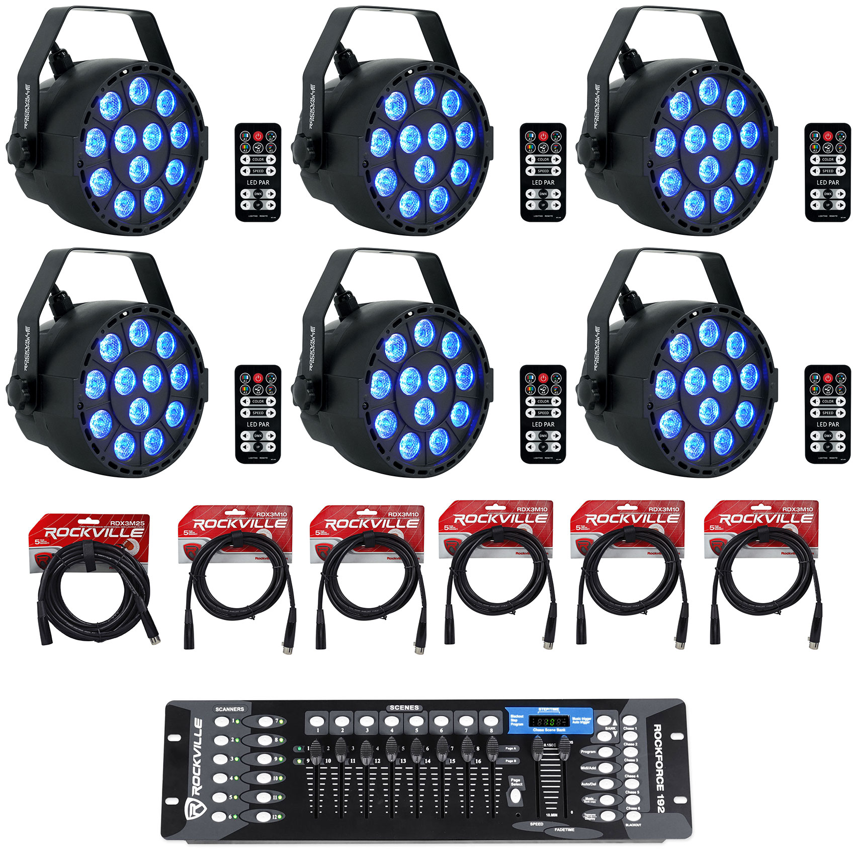 Rockville RockPAR TRI &ndash; Par Copacto LED RGB Con Luz De Lavado Pro DJ