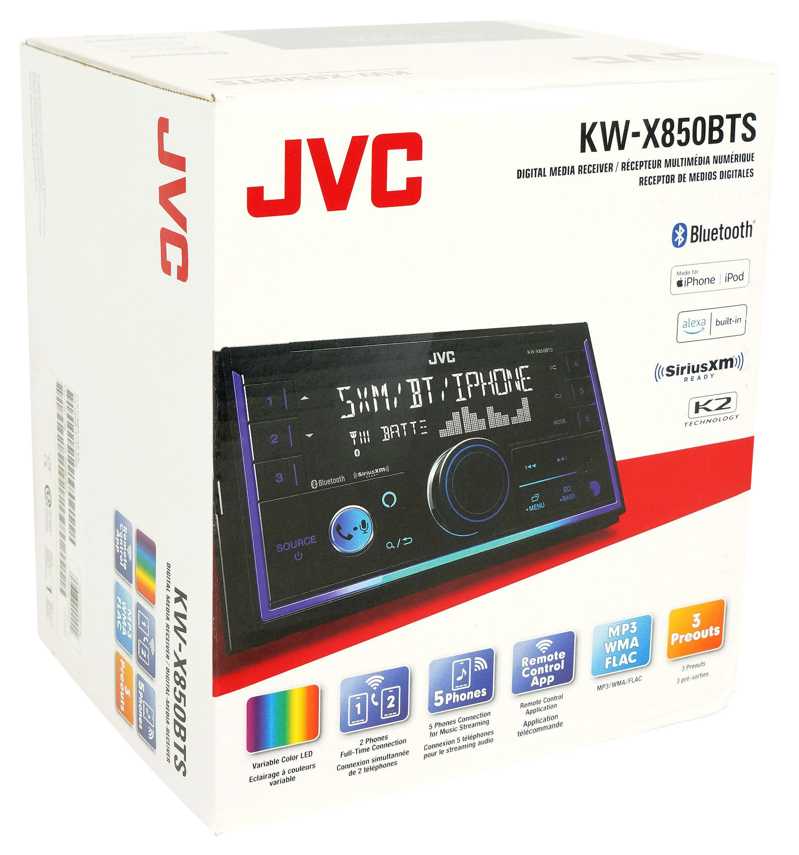 JVC KW-X850BTS 2-Din Car Stereo Receiver Bluetooth/USB/XM Ready