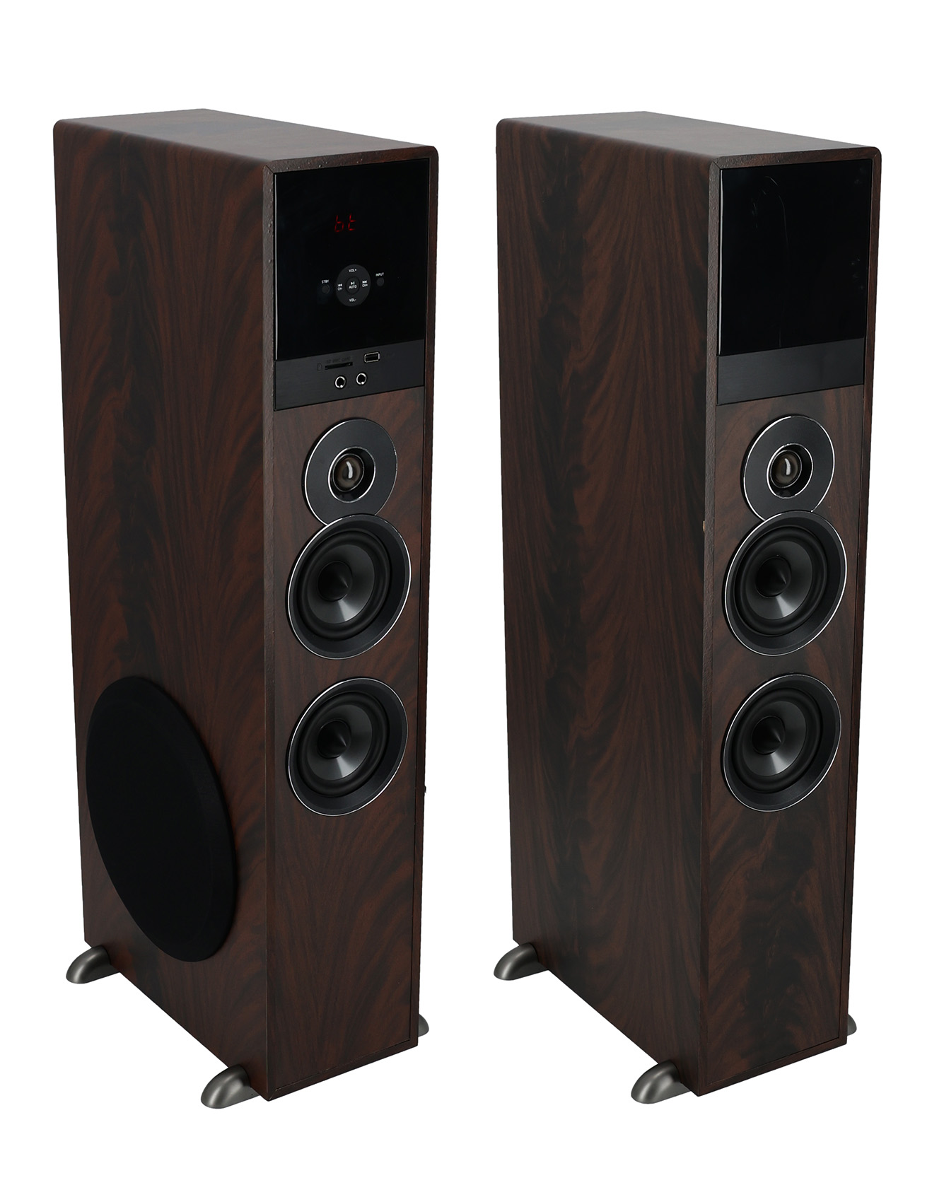 Rockville TM80D Dark Wood Powered Home Theater Tower Speakers 8