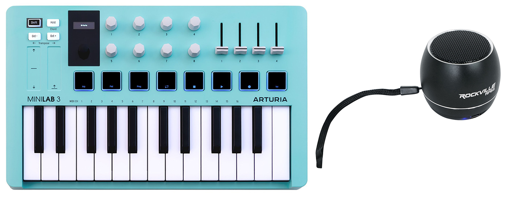 Arturia MiniLab 3 Aquamarine MIDI Keyboard Controller+Portable